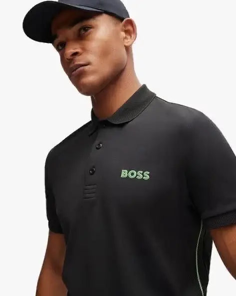 Hug o Bos s Black Logo Work Premium Polo T-shirt