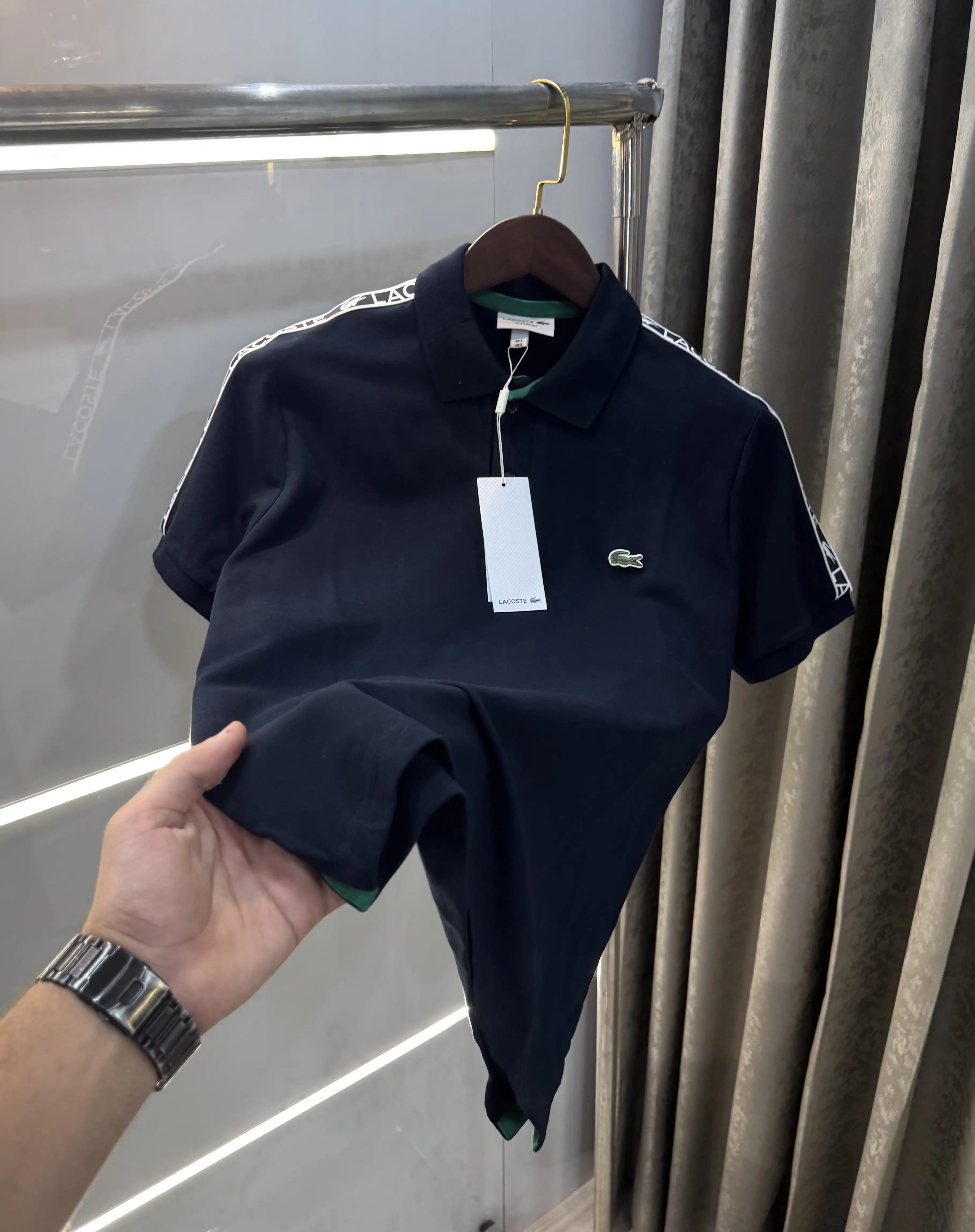 Lacost e Navy Blue Logo Work Premium Polo T-Shirt