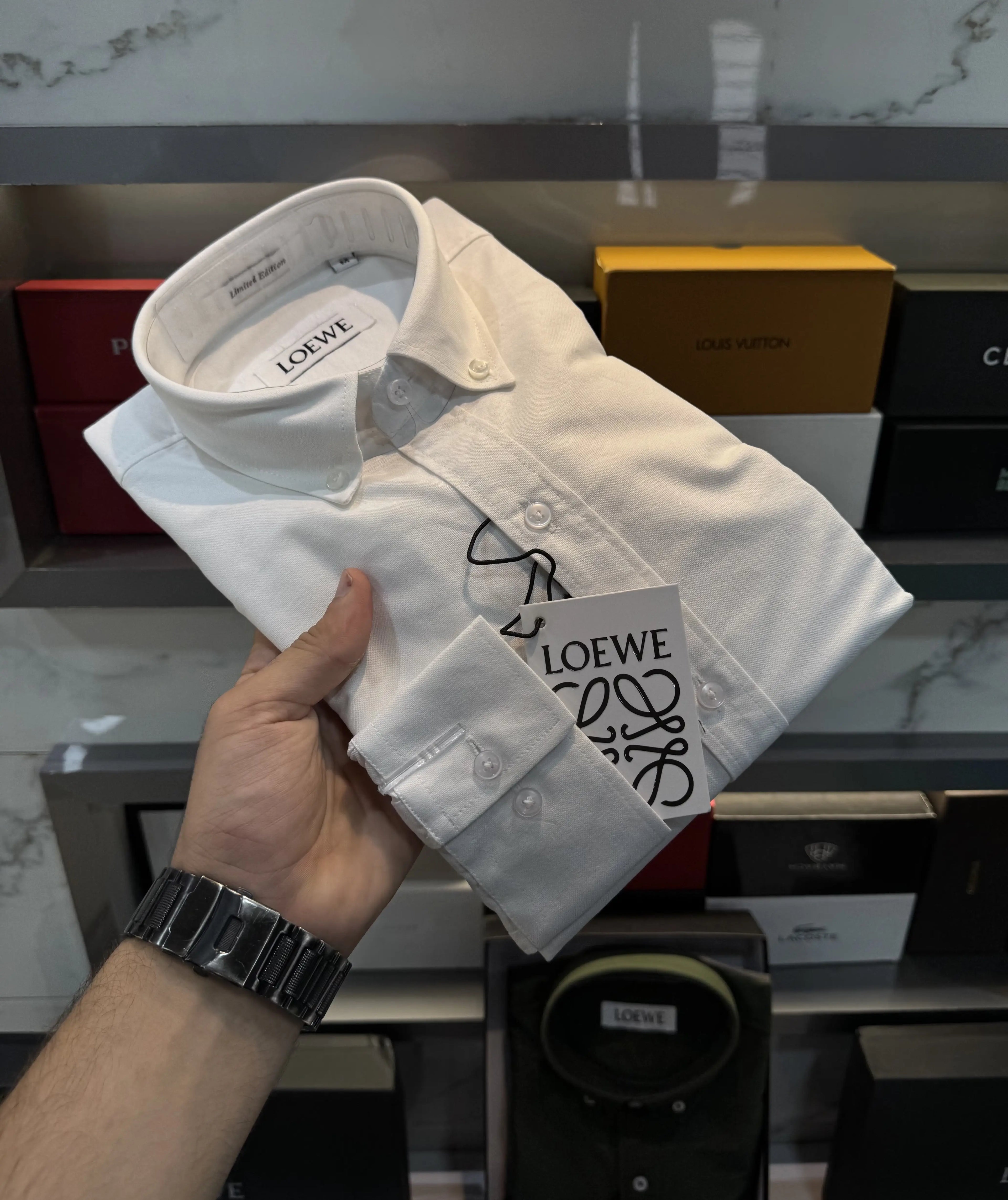 Loewe White Embroidery Logo Shirt With Premium Box Packing