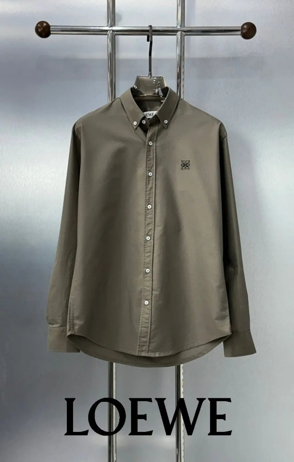 Loewe Light Olive Embroidery Logo Shirt With Premium Box Packing
