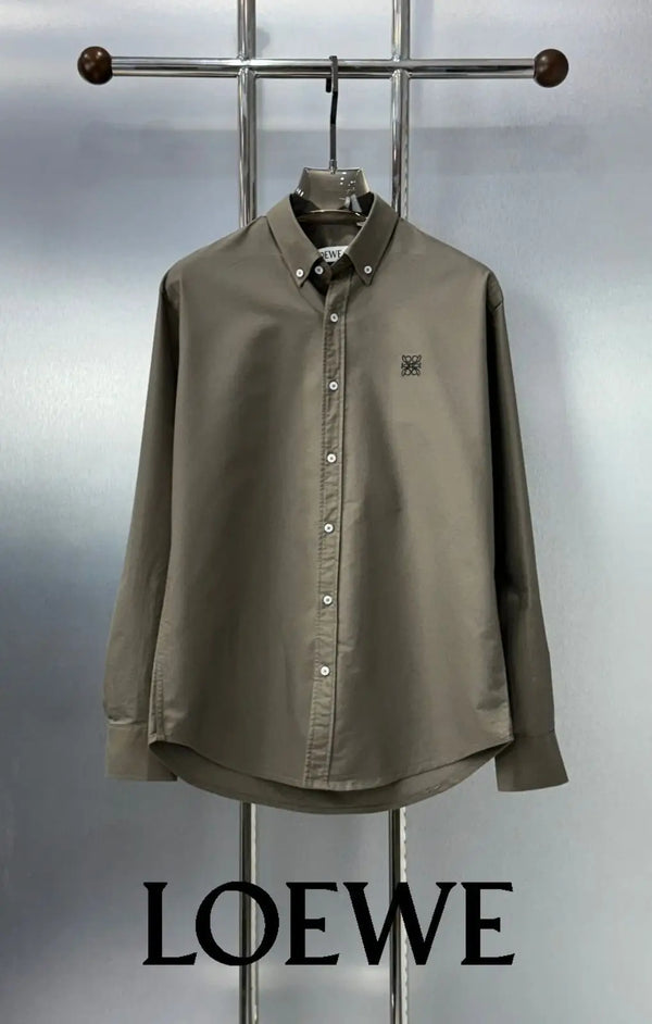 Loewe Light Olive Embroidery Logo Shirt With Premium Box Packing