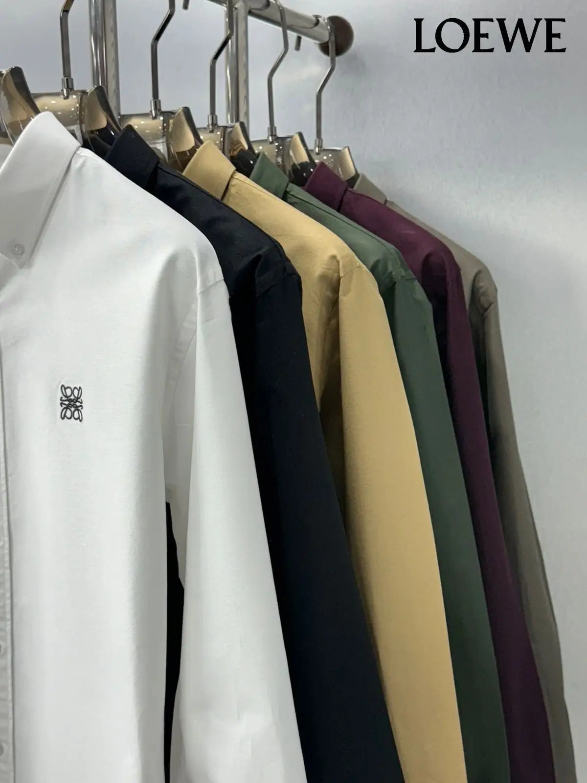 Loewe Light Olive Embroidery Logo Shirt With Premium Box Packing