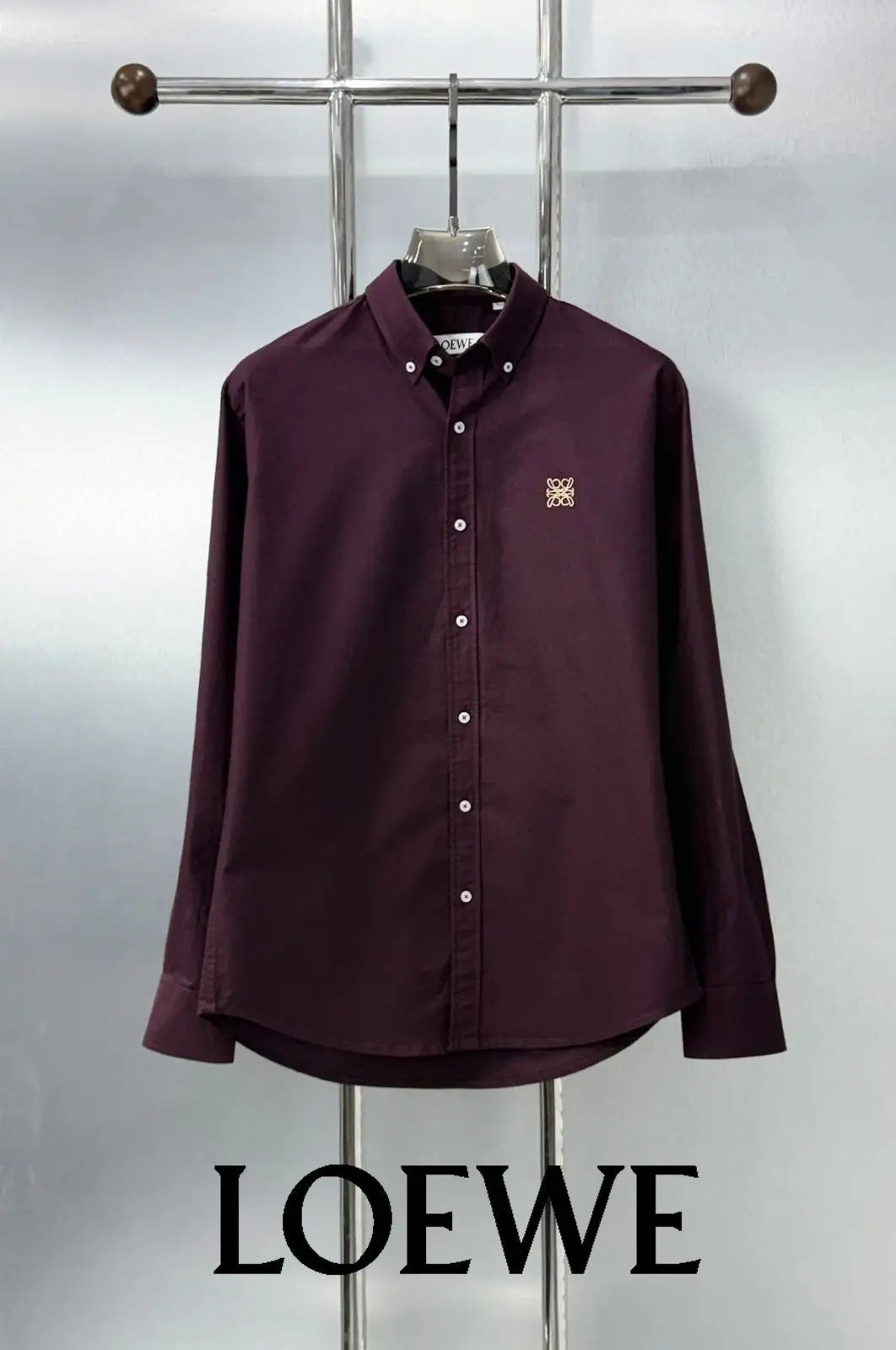 Loewe Wine Embroidery Logo Shirt With Premium Box Packing Main image