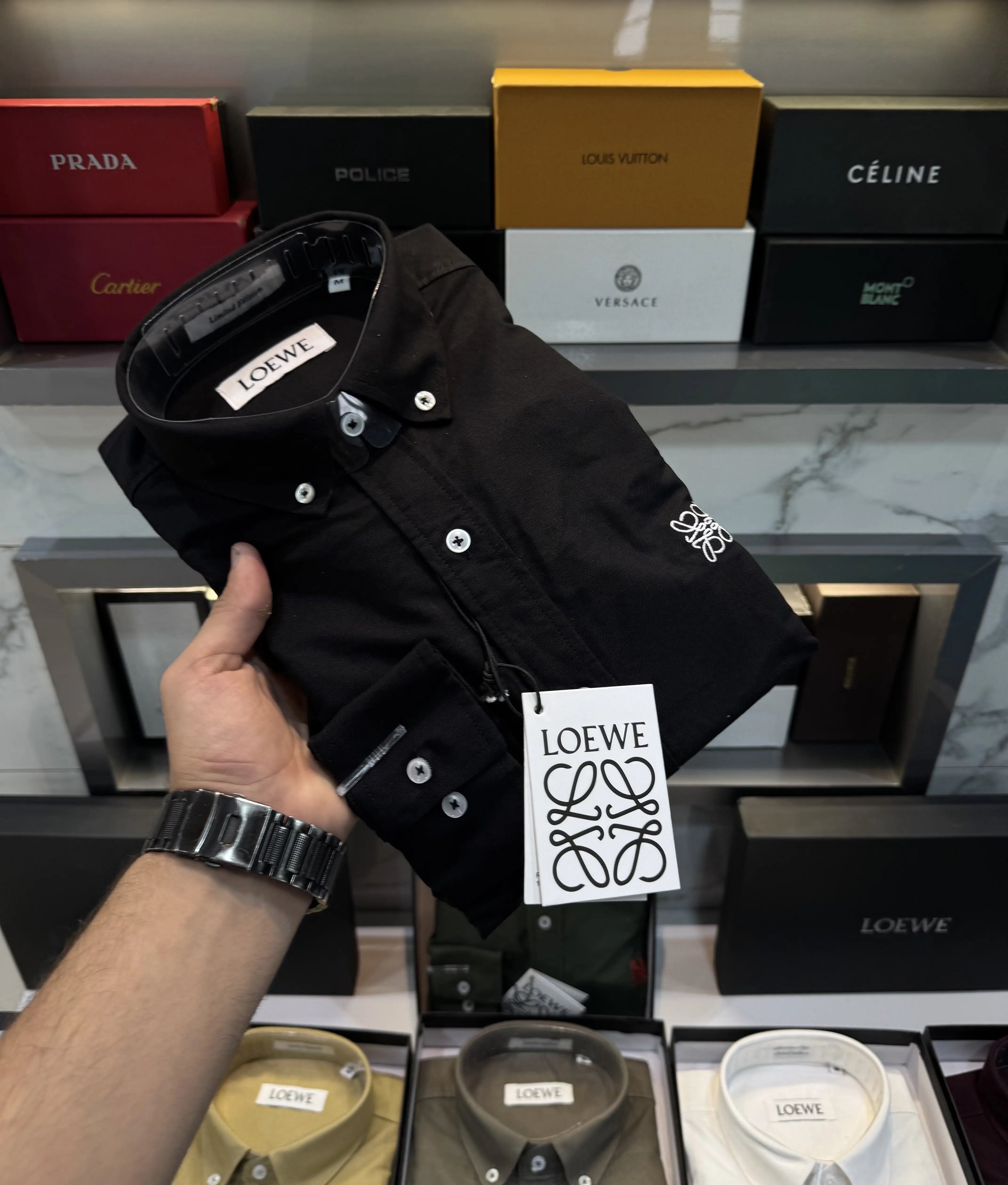 Loewe Black Embroidery Logo Shirt With Premium Box Packing