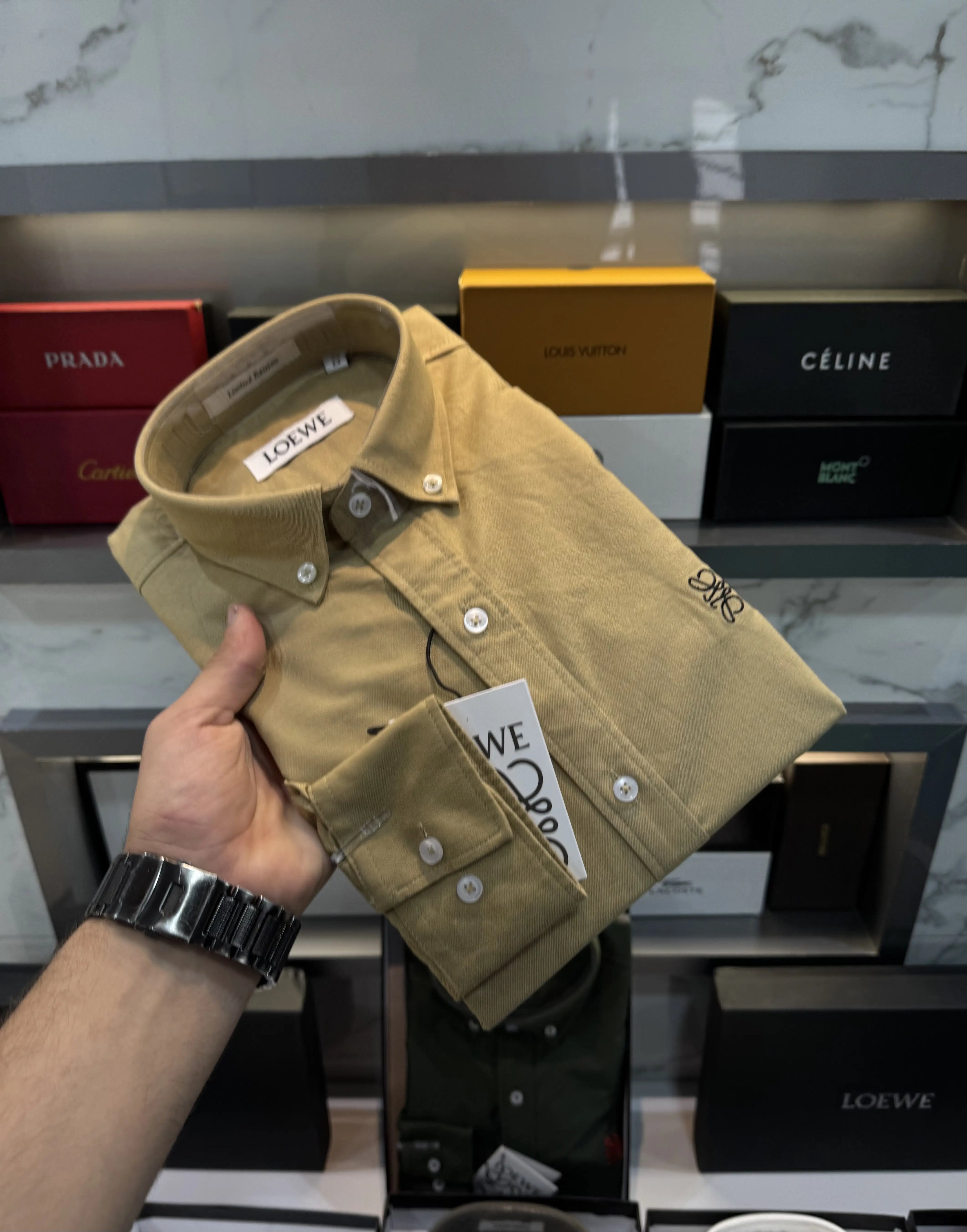 Loewe Beige Embroidery Logo Shirt With Premium Box Packing