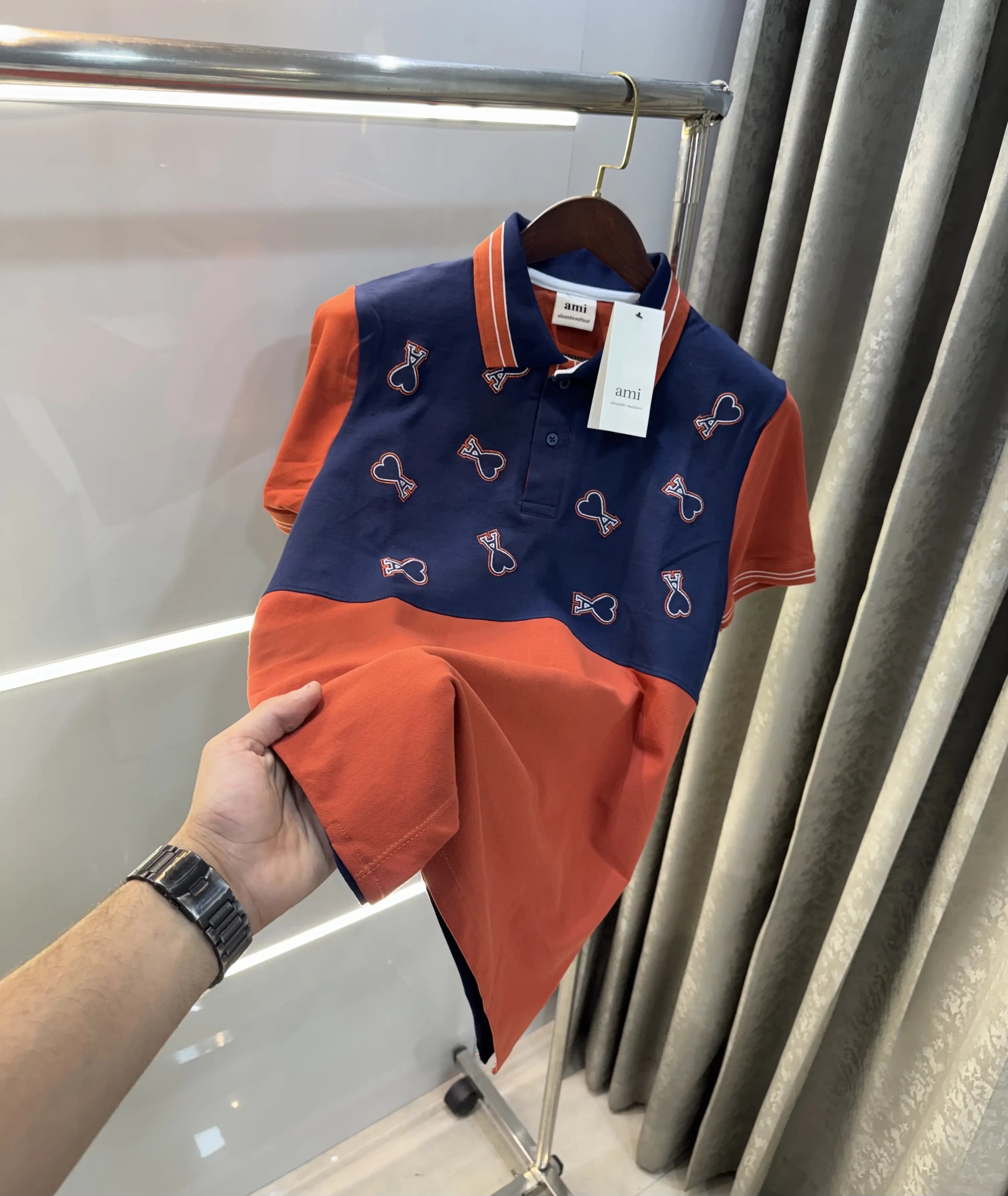 Ami Paris Orange Premium Polo T-Shirt Main image