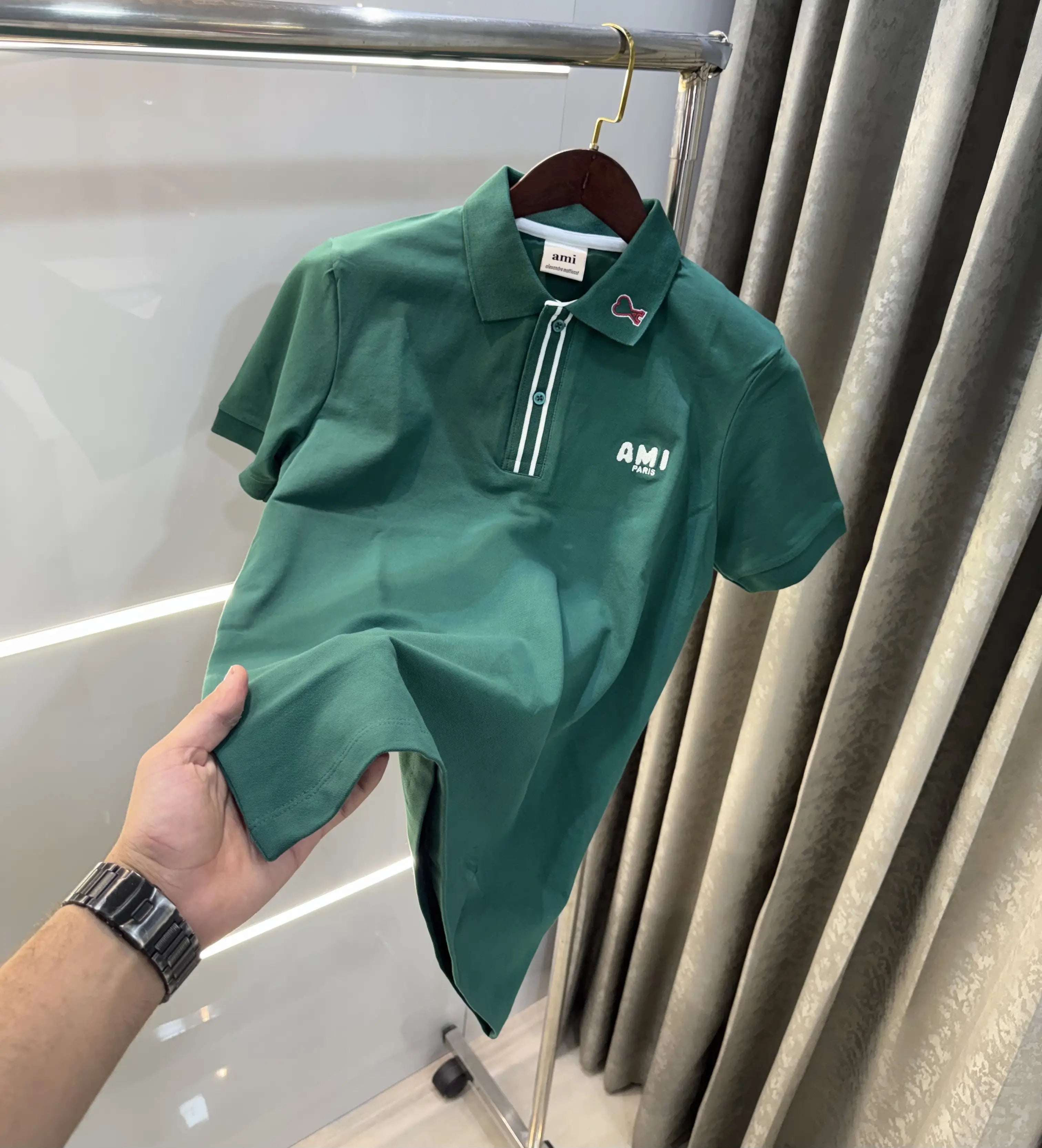 Ami Paris Green Premium Polo T-Shirt Main image