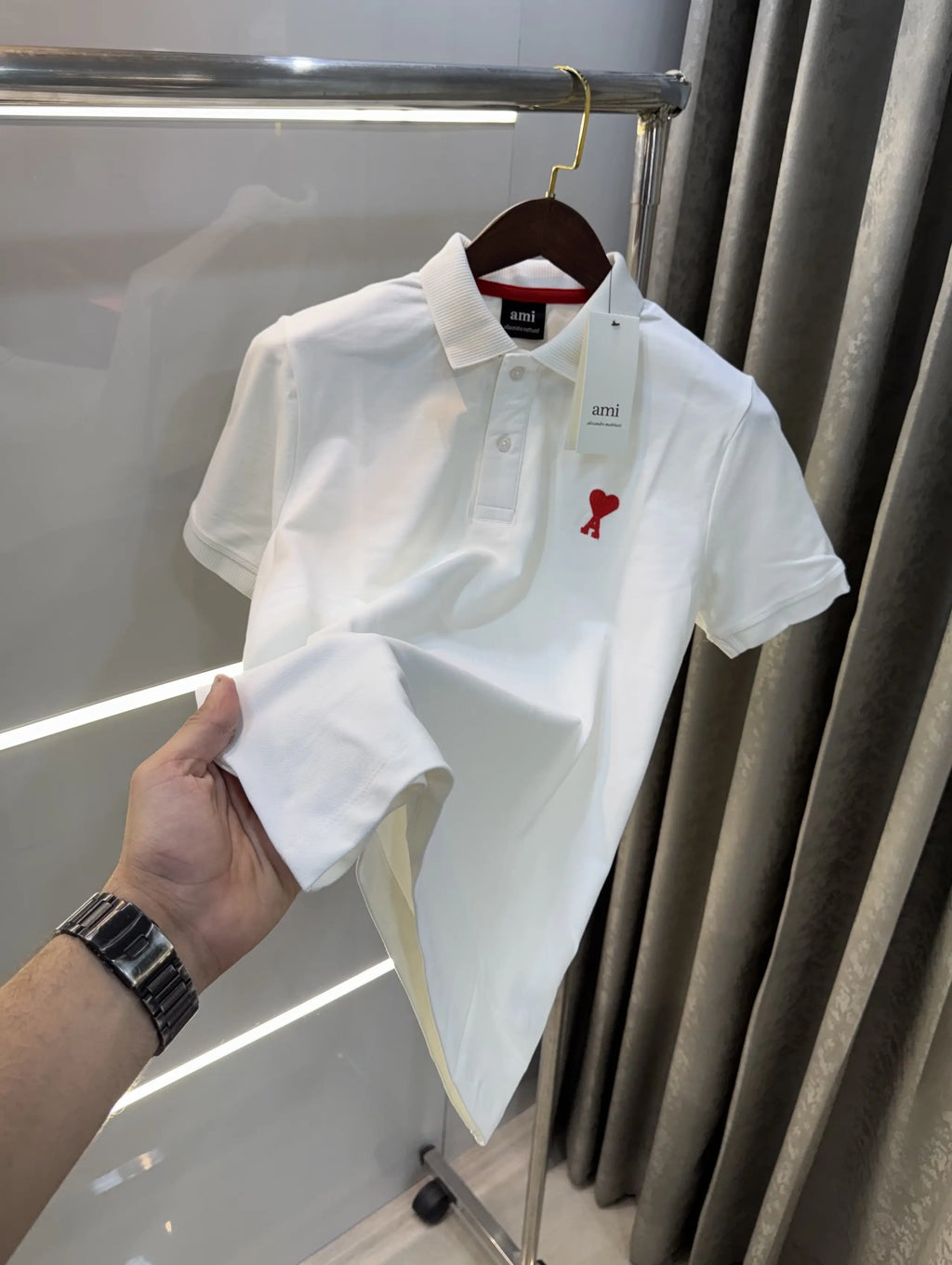Ami Paris White Premium Polo T-Shirt