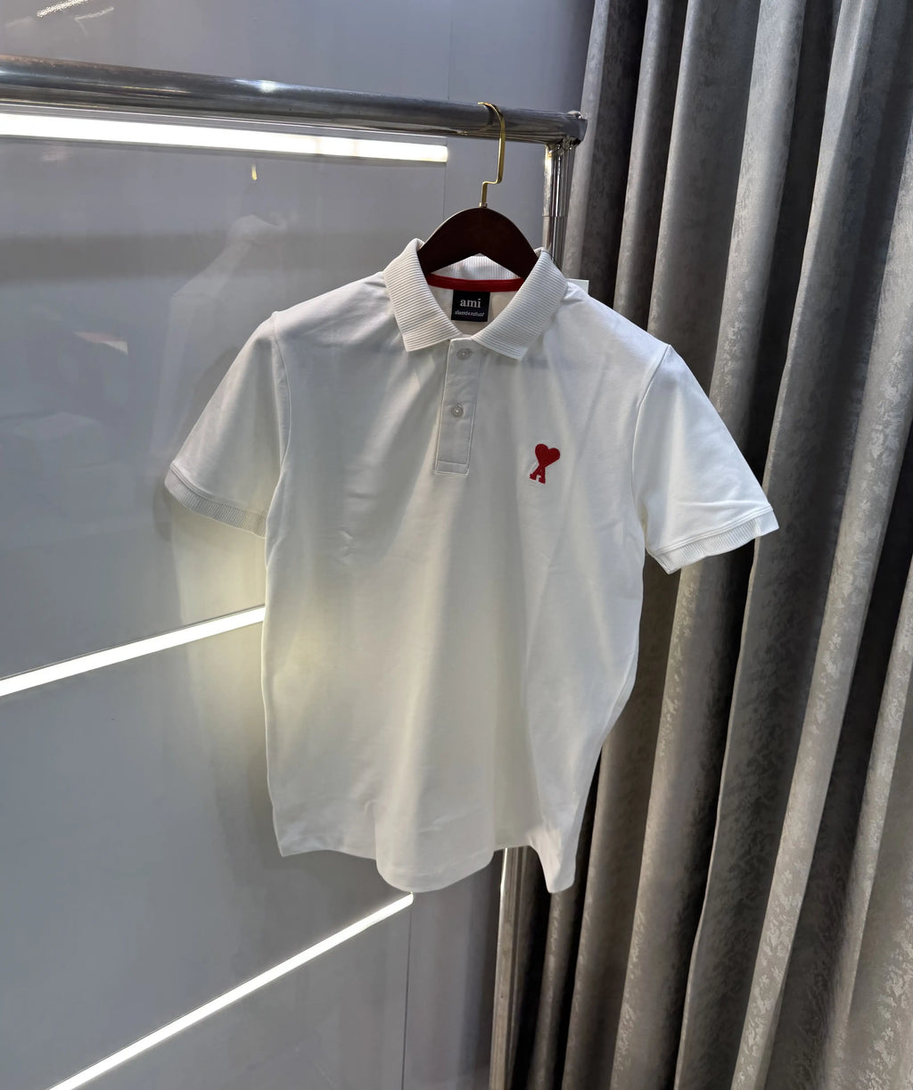 Ami Paris White Premium Polo T-Shirt