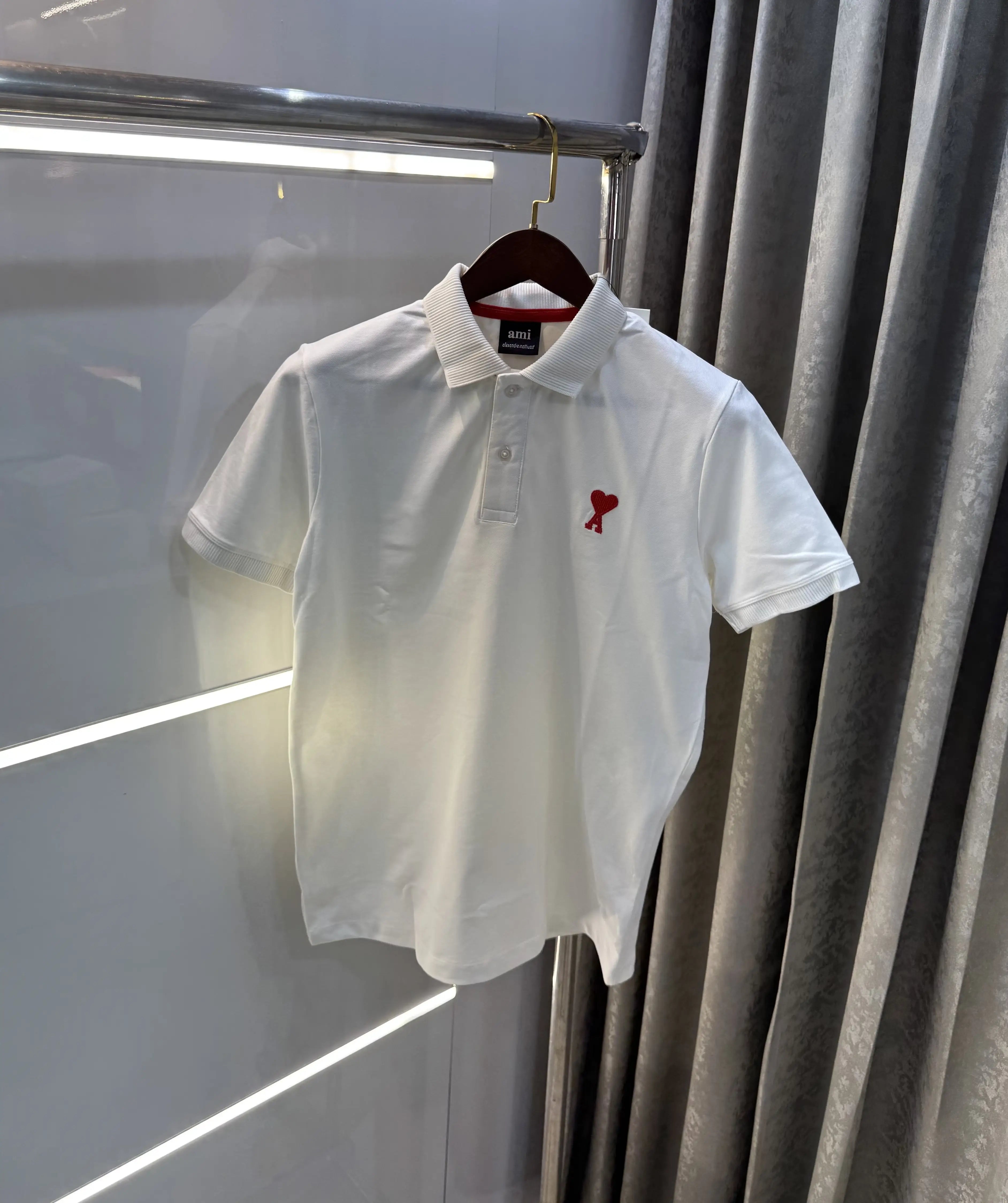 Ami Paris White Premium Polo T-Shirt