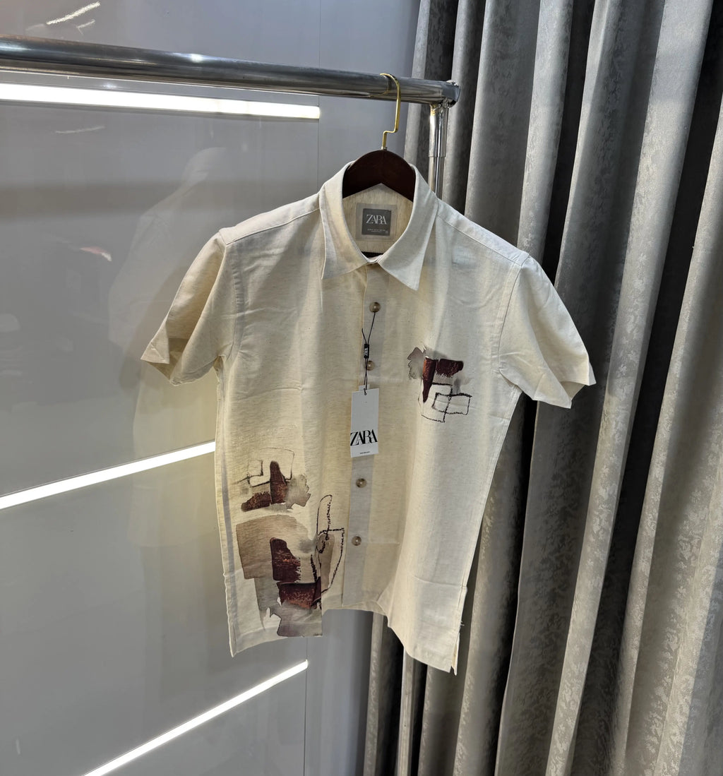 Zara Beige 8 Premium Linen Shirt