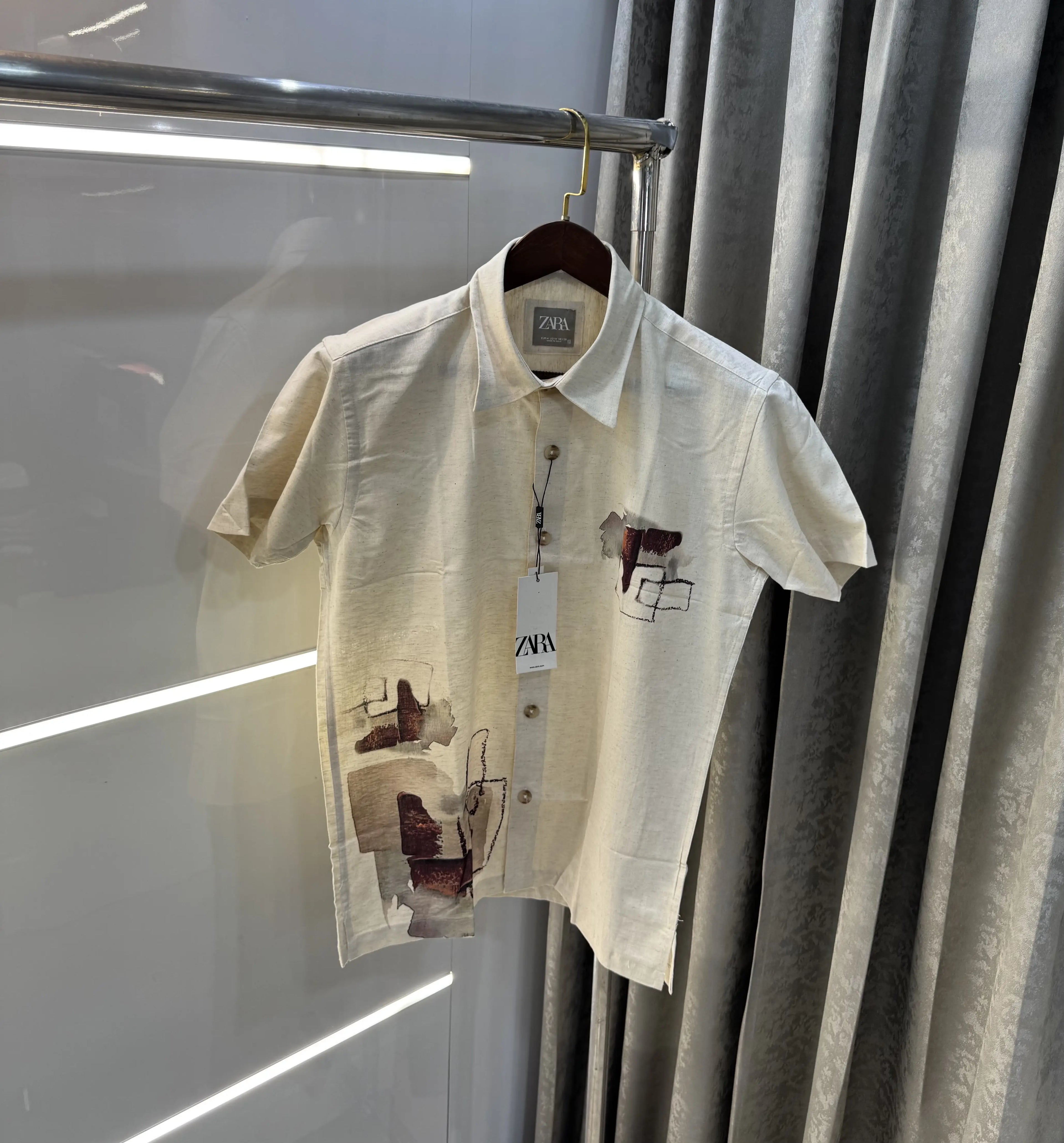 Zara Beige 8 Premium Linen Shirt