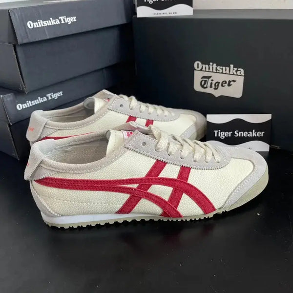 Onitsuka Tiger Mexico 66 VIN Beige  White  Red  7A Premium Sneakers (D-2068)