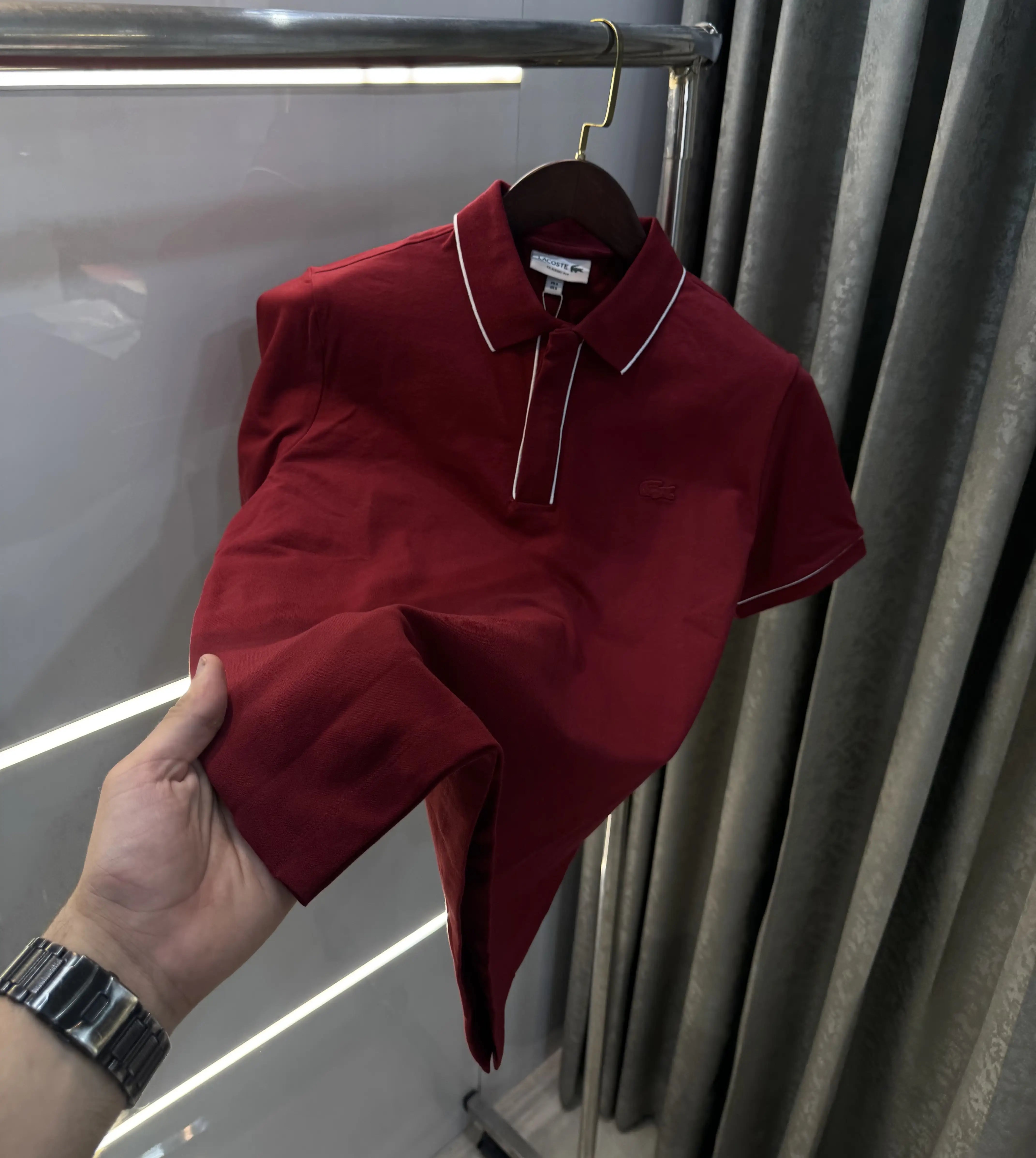 Lacost e Maroon Logo Work Premium Polo T-Shirt Main image