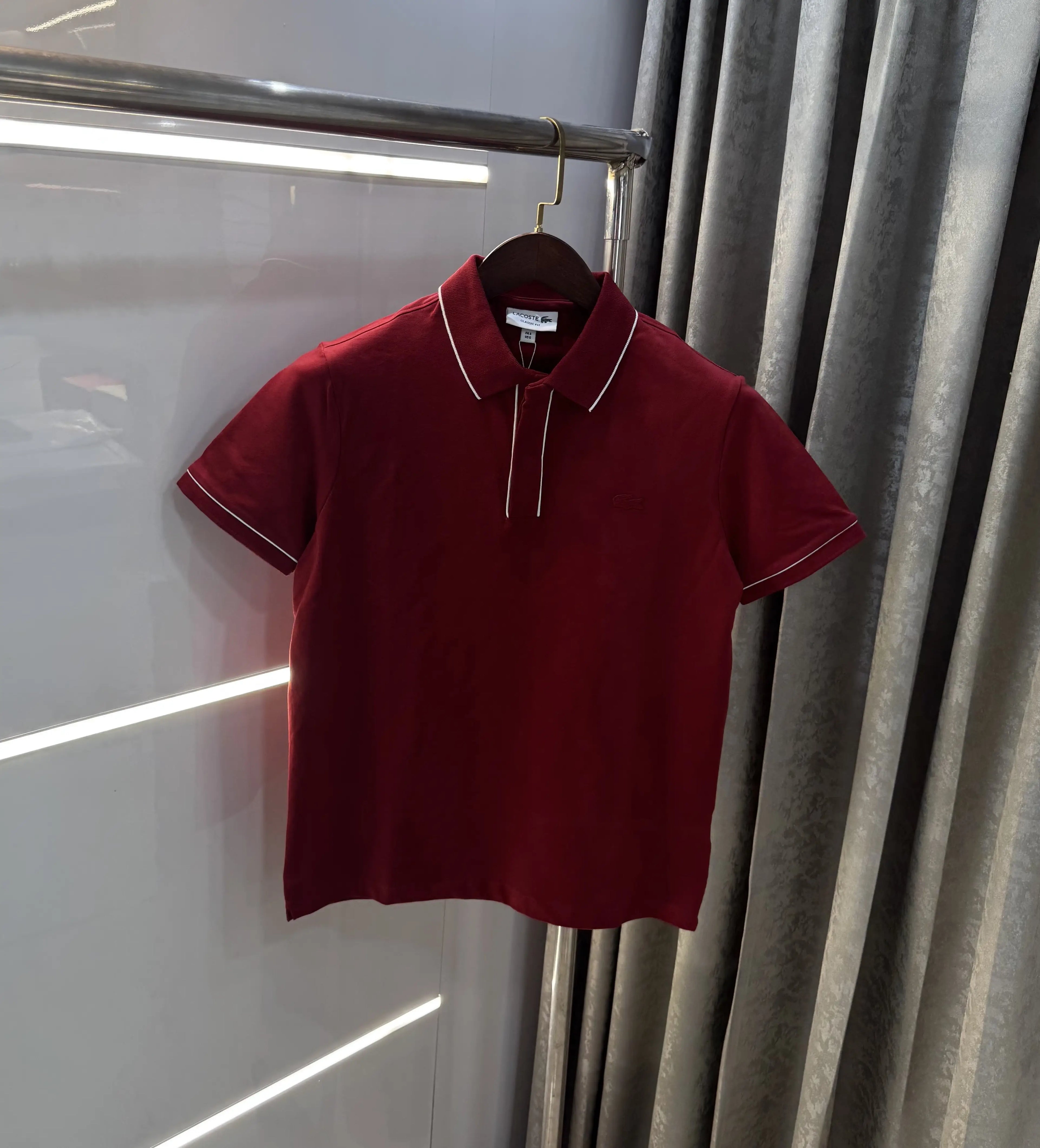 Lacost e Maroon Logo Work Premium Polo T-Shirt