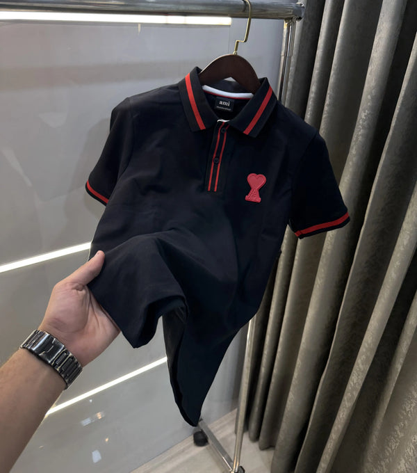 Ami Paris Black Premium Polo T-Shirt