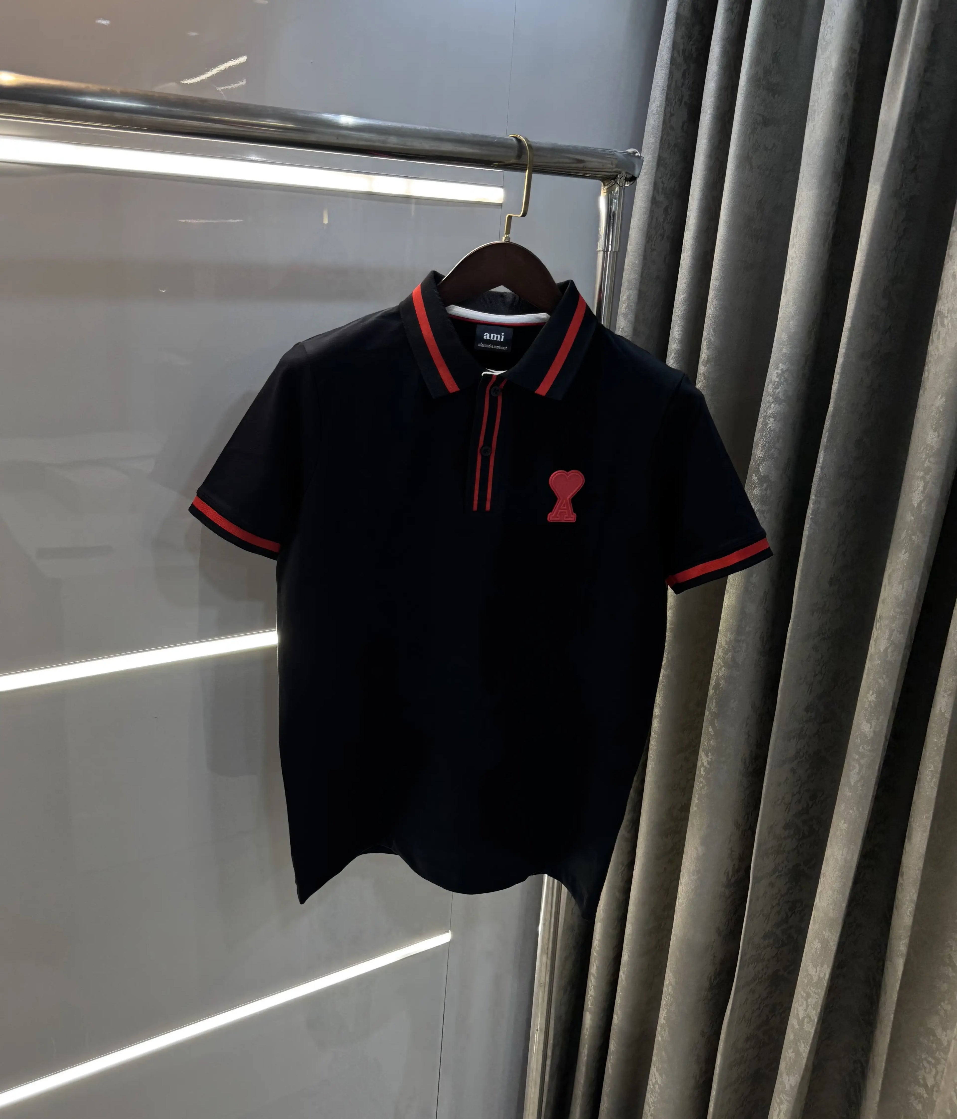 Ami Paris Black Premium Polo T-Shirt