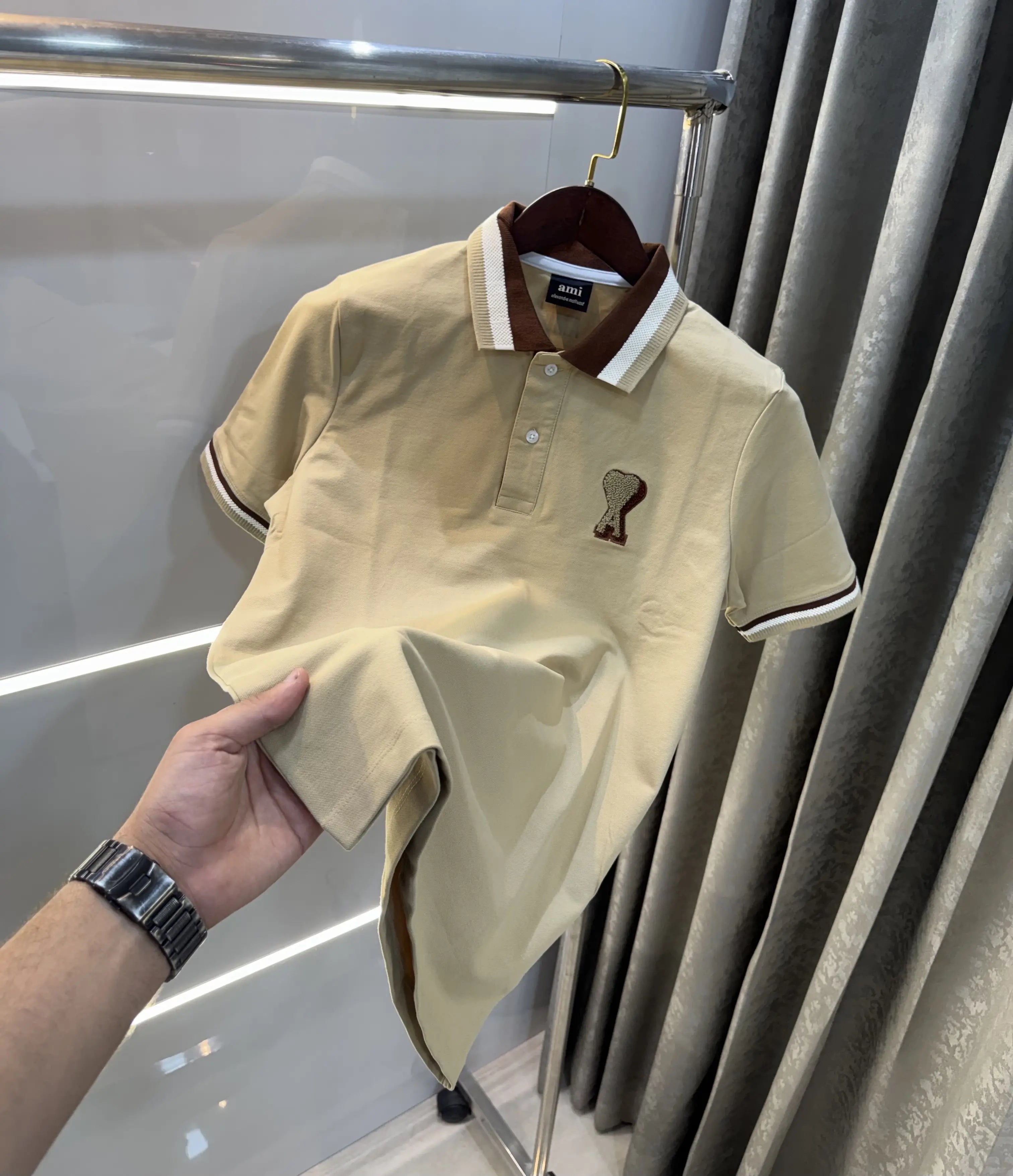 Ami Paris Beige Premium Polo T-Shirt Main image