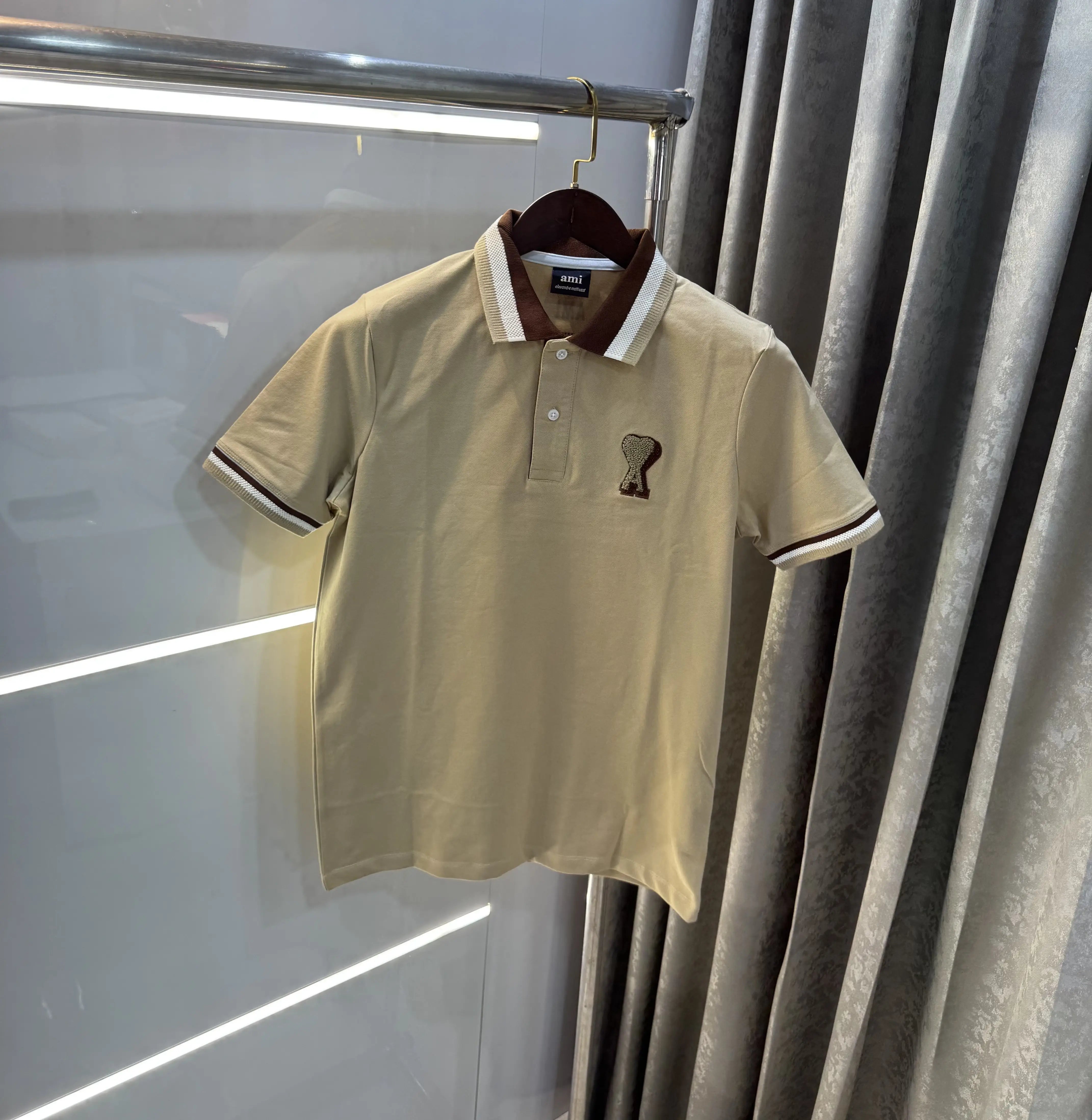 Ami Paris Beige Premium Polo T-Shirt Secondary image