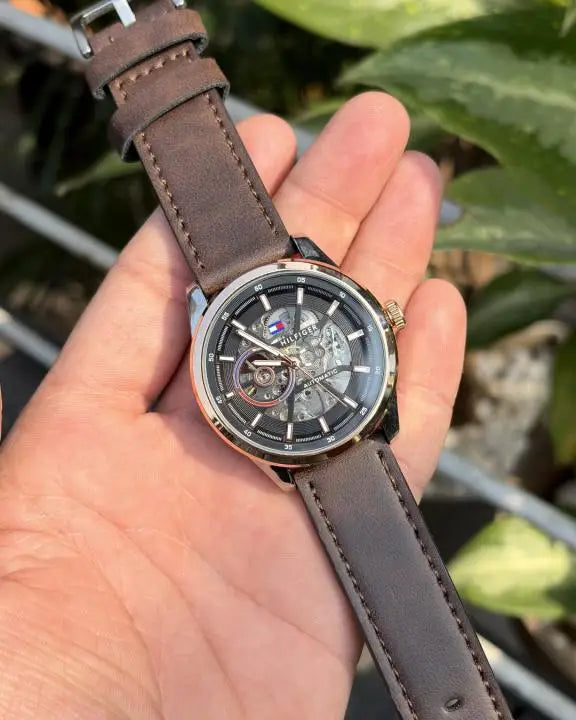 Tommy_hilfiger Automatic Leather DarkBrown-Copper-Black