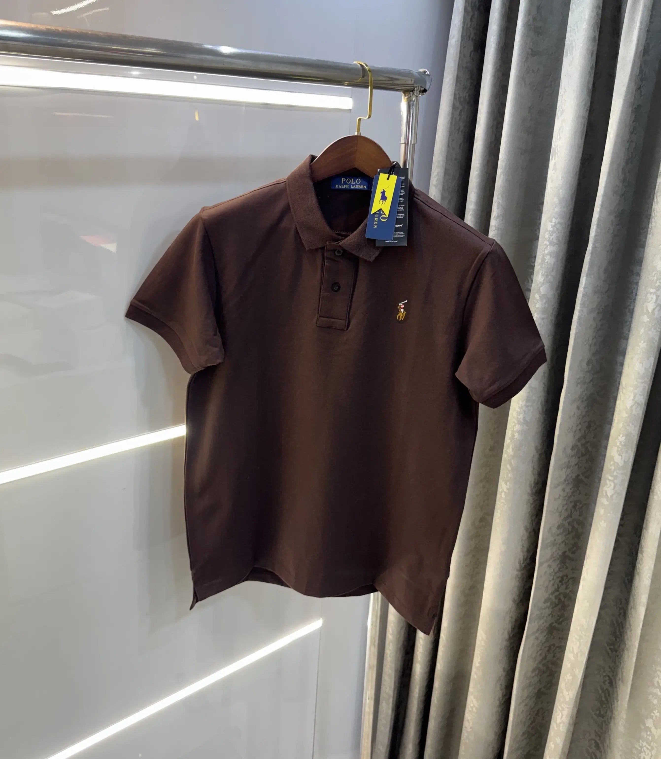 Ralph Lauren Brown Embroidery Logo Premium Polo T-shirt