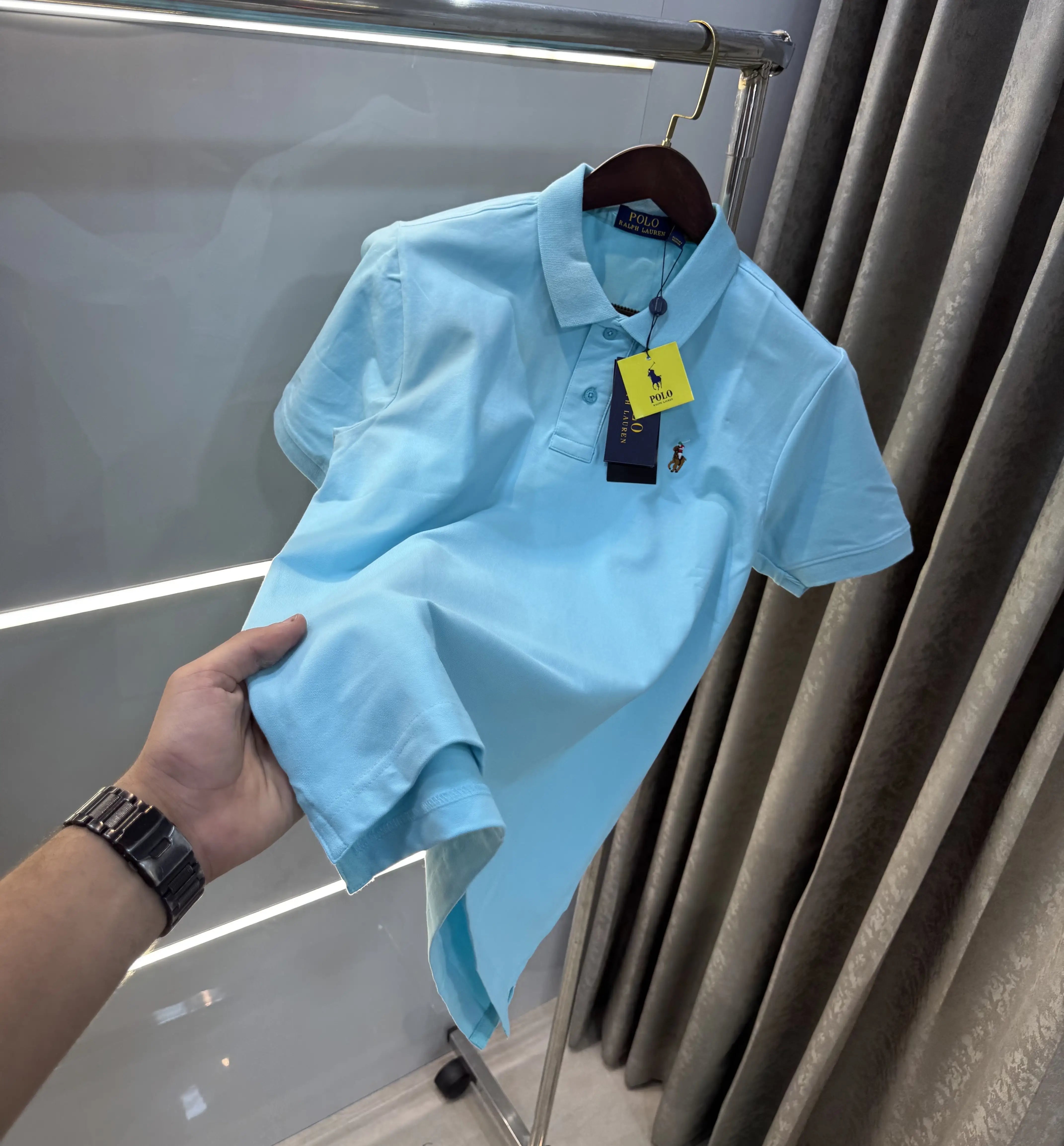 Ralph Lauren Sky Blue Embroidery Logo Premium Polo T-shirt Secondary image