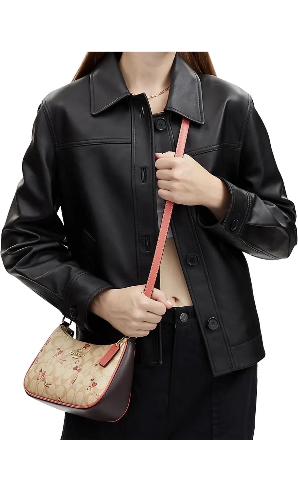 Coach Outlet Teri Shoulder Bag in Signature Canvas with Heart and Star Print with dust bag