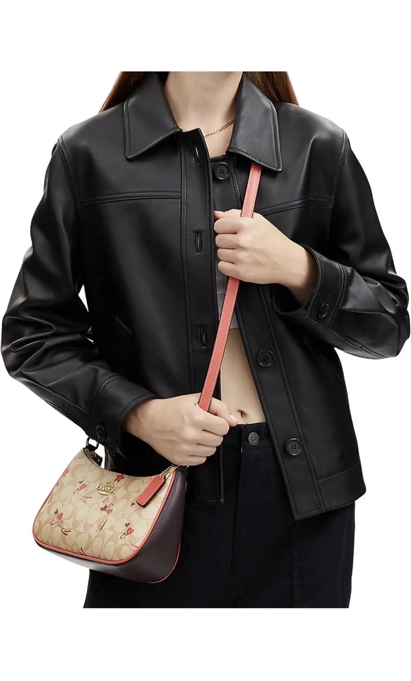Coach Outlet Teri Shoulder Bag in Signature Canvas with Heart and Star Print with dust bag