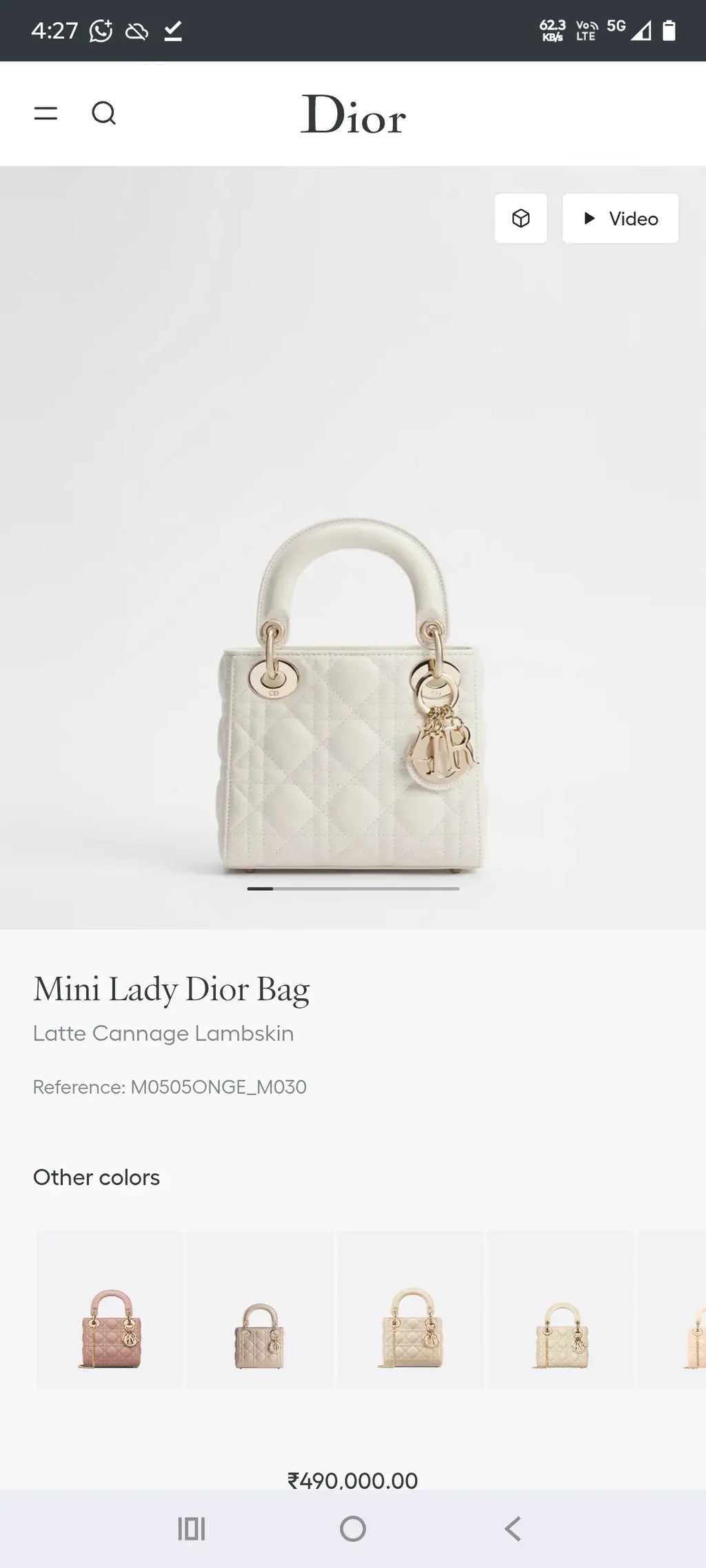 DIOR LADY PREMIUM QUALITY IMPORTED BAG WHITE