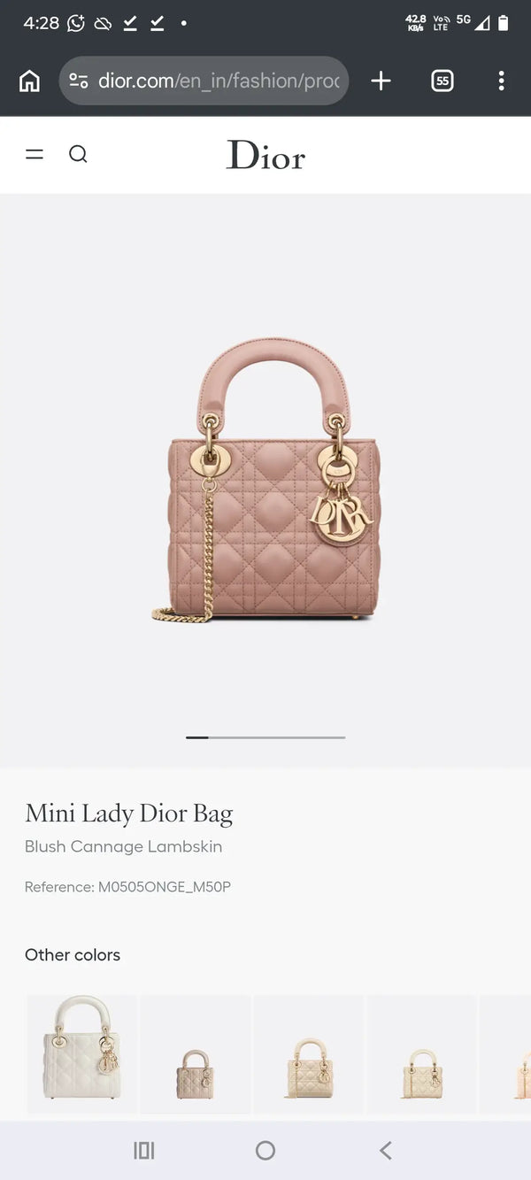 DIOR PREMIUM QUALITY IMPORTED BAG PINK
