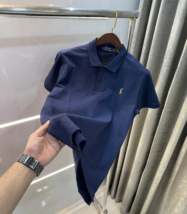 Ralph Lauren Navy Blue Embroidery Logo Premium Polo T-shirt