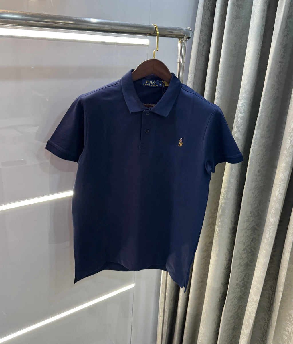 Ralph Lauren Navy Blue Embroidery Logo Premium Polo T-shirt