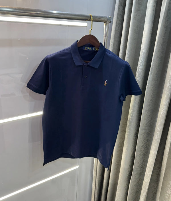 Ralph Lauren Navy Blue Embroidery Logo Premium Polo T-shirt