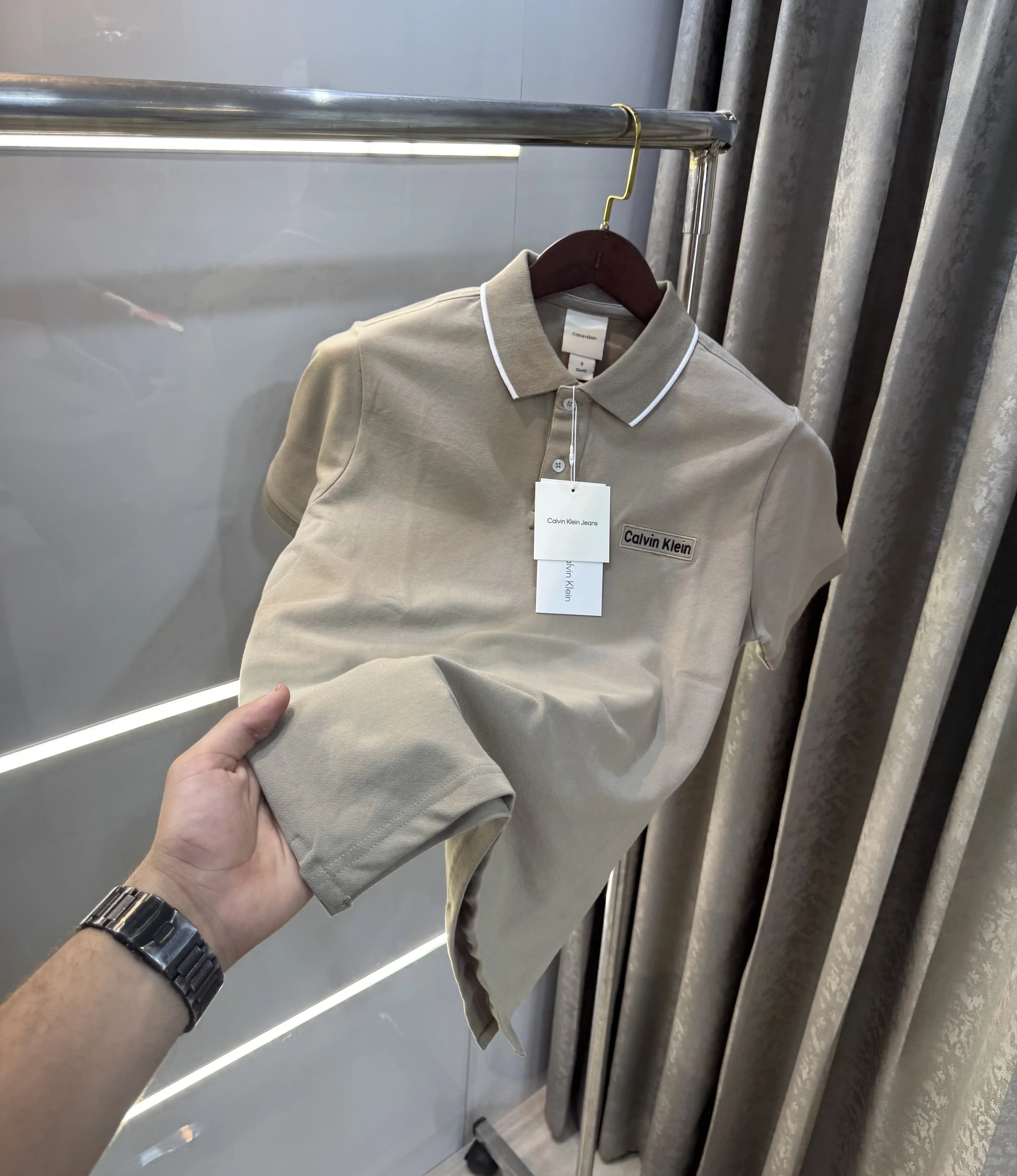 Calvin Klein Beige Logo Work Premium Polo T-Shirt Main image