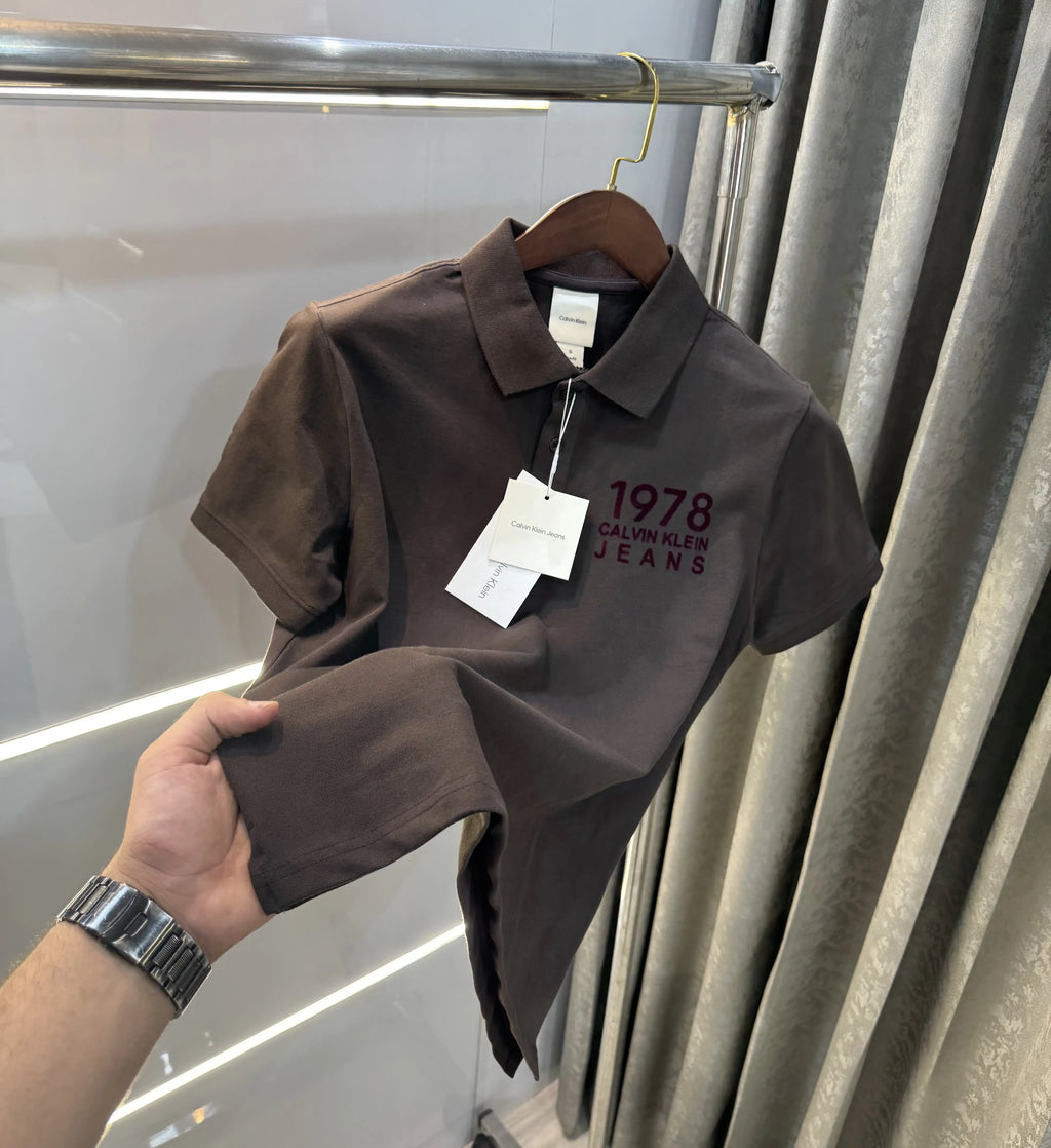 Calvin Klein Brown Logo Work Premium Polo T-Shirt