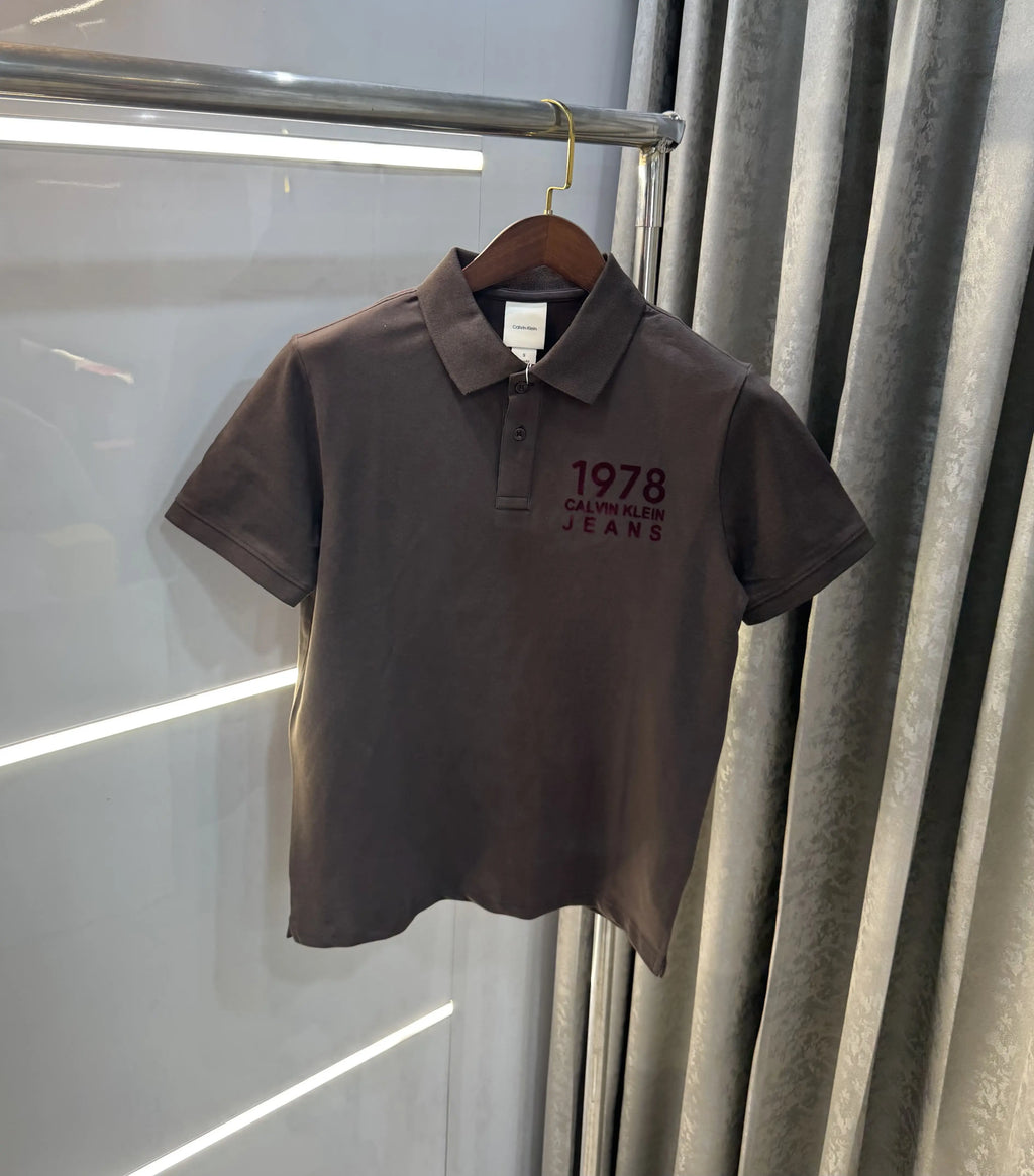 Calvin Klein Brown Logo Work Premium Polo T-Shirt