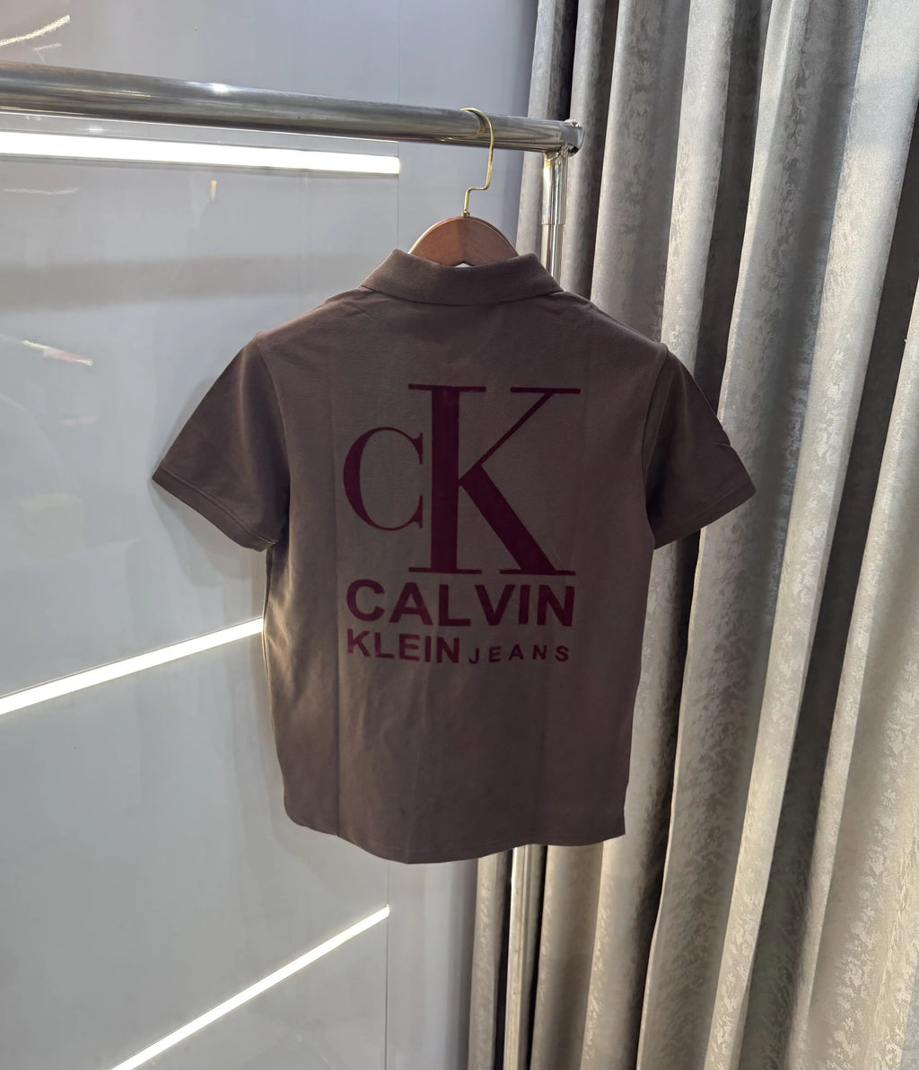 Calvin Klein Brown Logo Work Premium Polo T-Shirt
