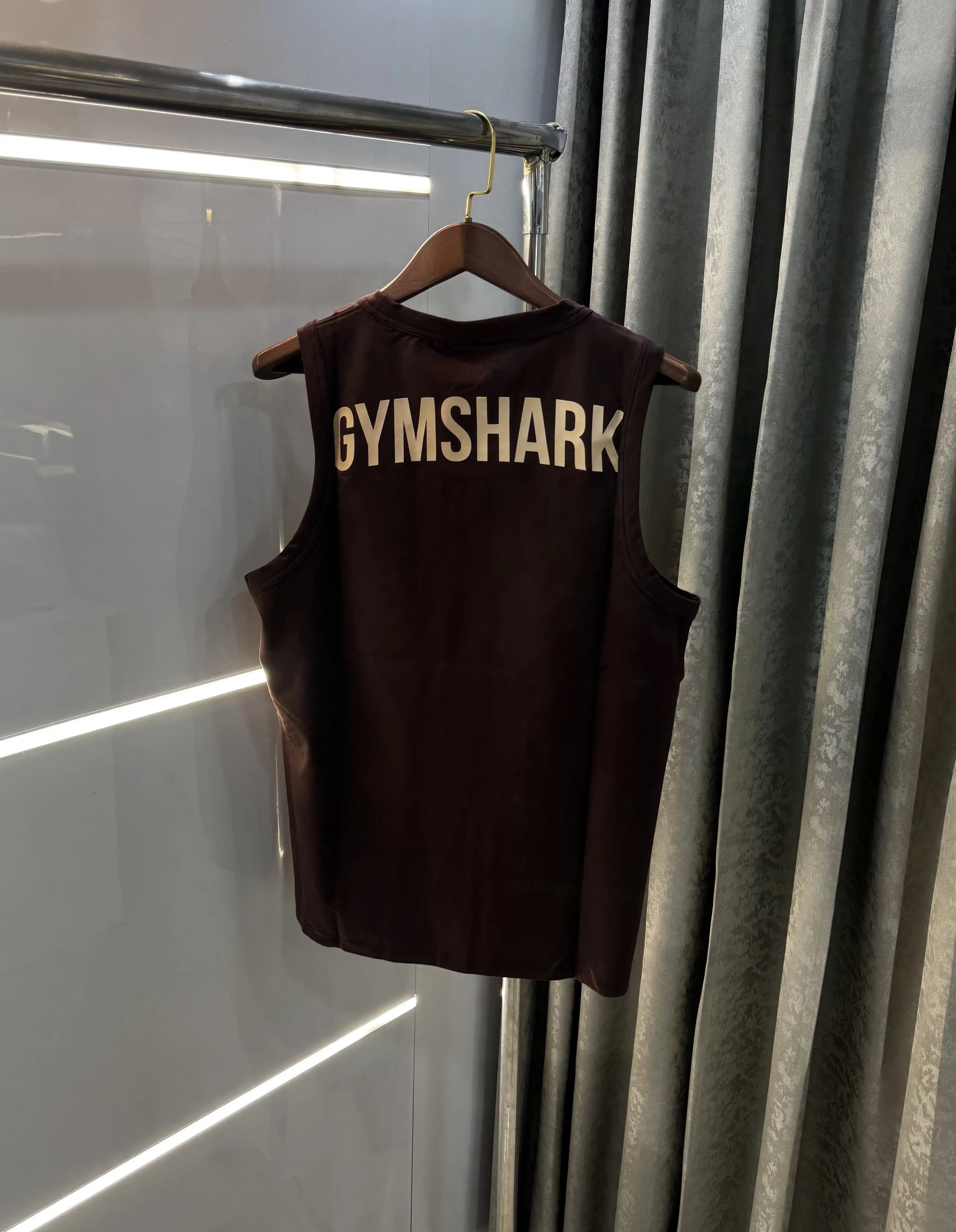 Gym Shark Brown Embroidery Logo Premium Sando