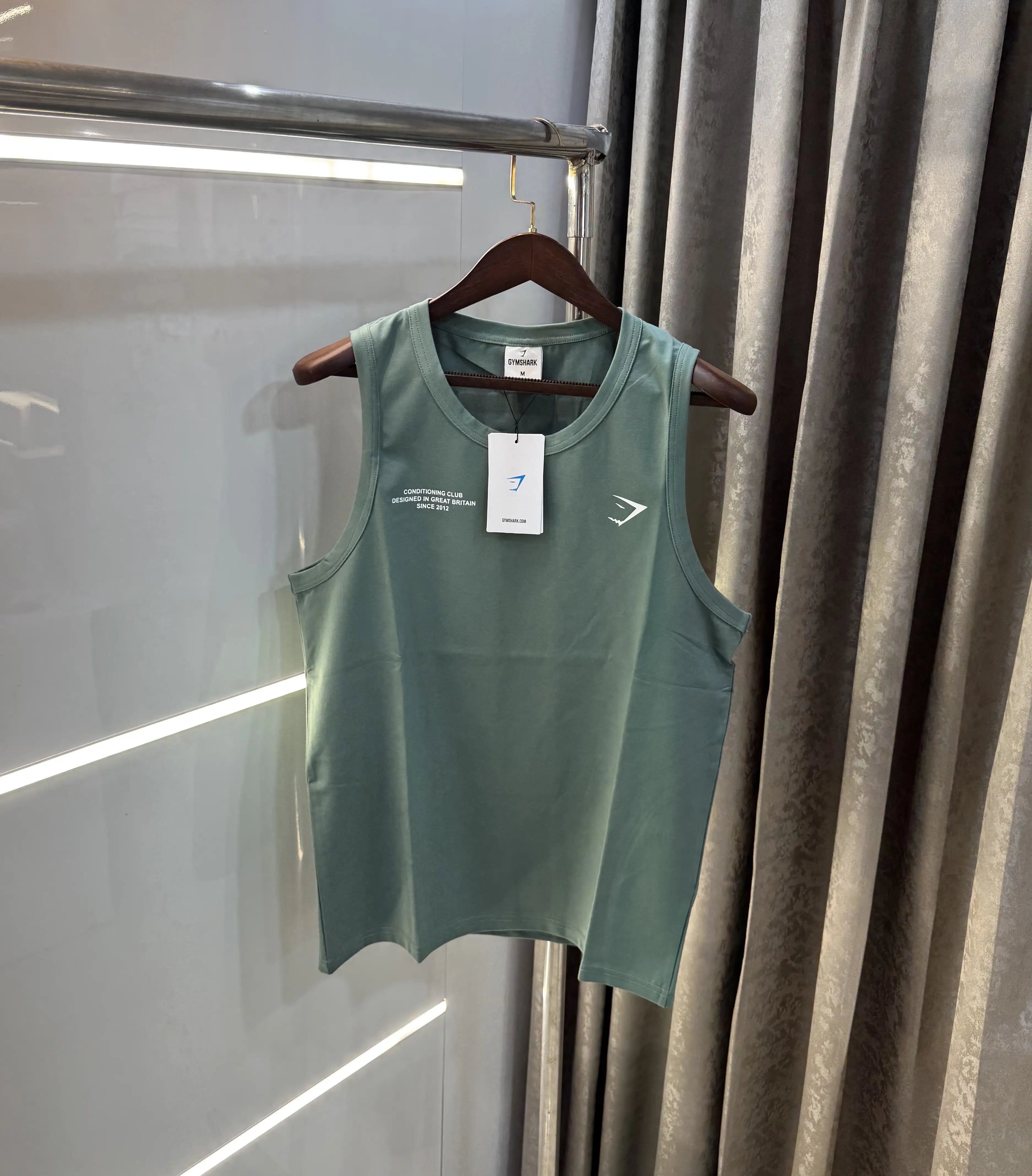 Gym Shark Aqua Green Embroidery Logo Premium Sando Main image