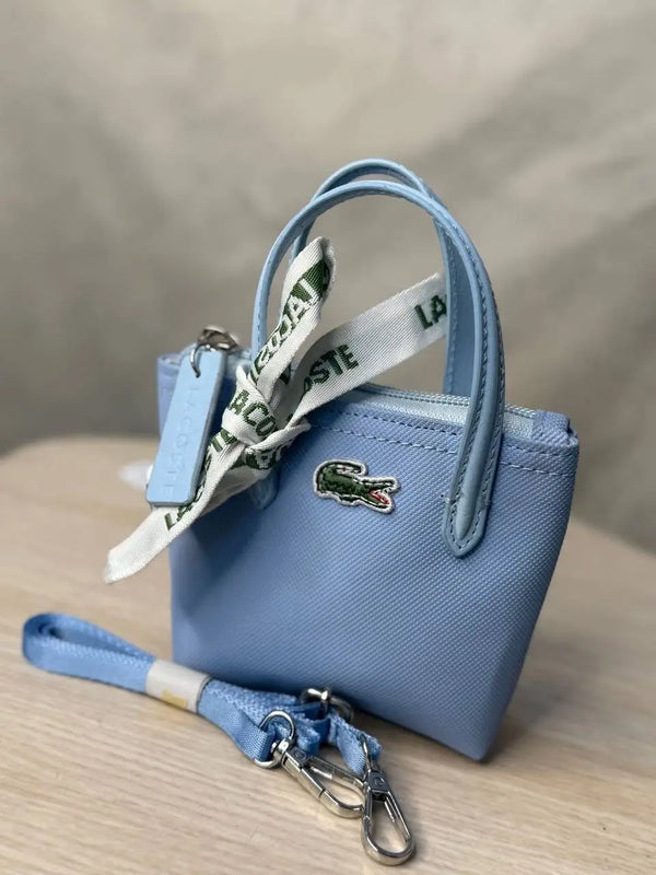 LACOSTE PREMIUM QUALITY IMPORTED MINI TOTE WITH SLING BELT L1212 BLUE