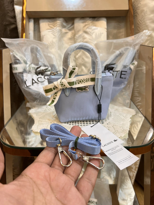 LACOSTE PREMIUM QUALITY IMPORTED MINI TOTE WITH SLING BELT L1212 BLUE