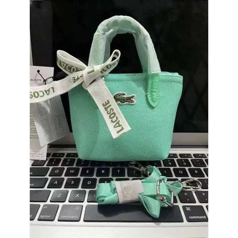 LACOSTE PREMIUM QUALITY IMPORTED MINI TOTE WITH SLING BELT L1212 BLUE