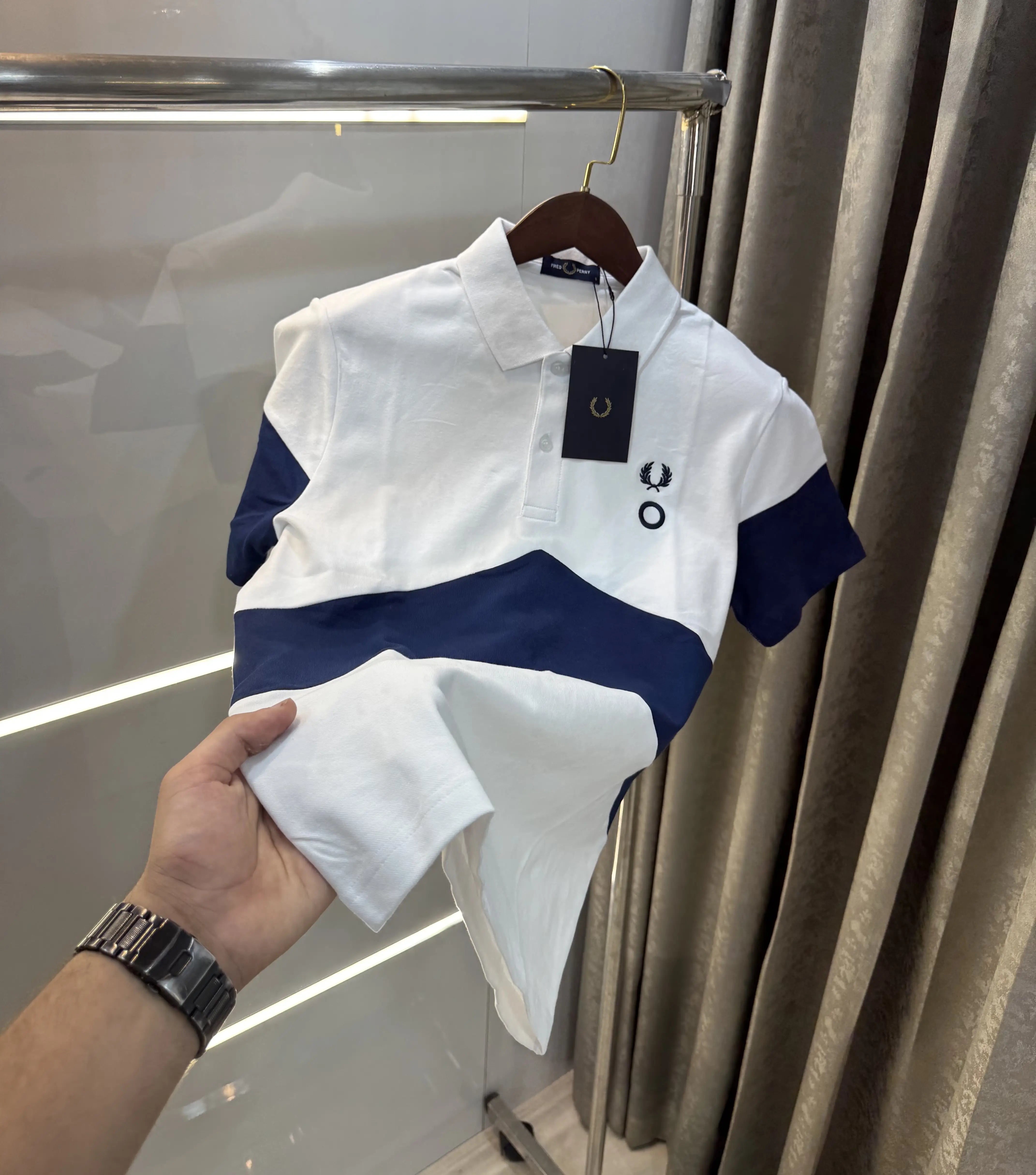 Fredperry White Embroidery Logo Premium Polo T-Shirt Main image
