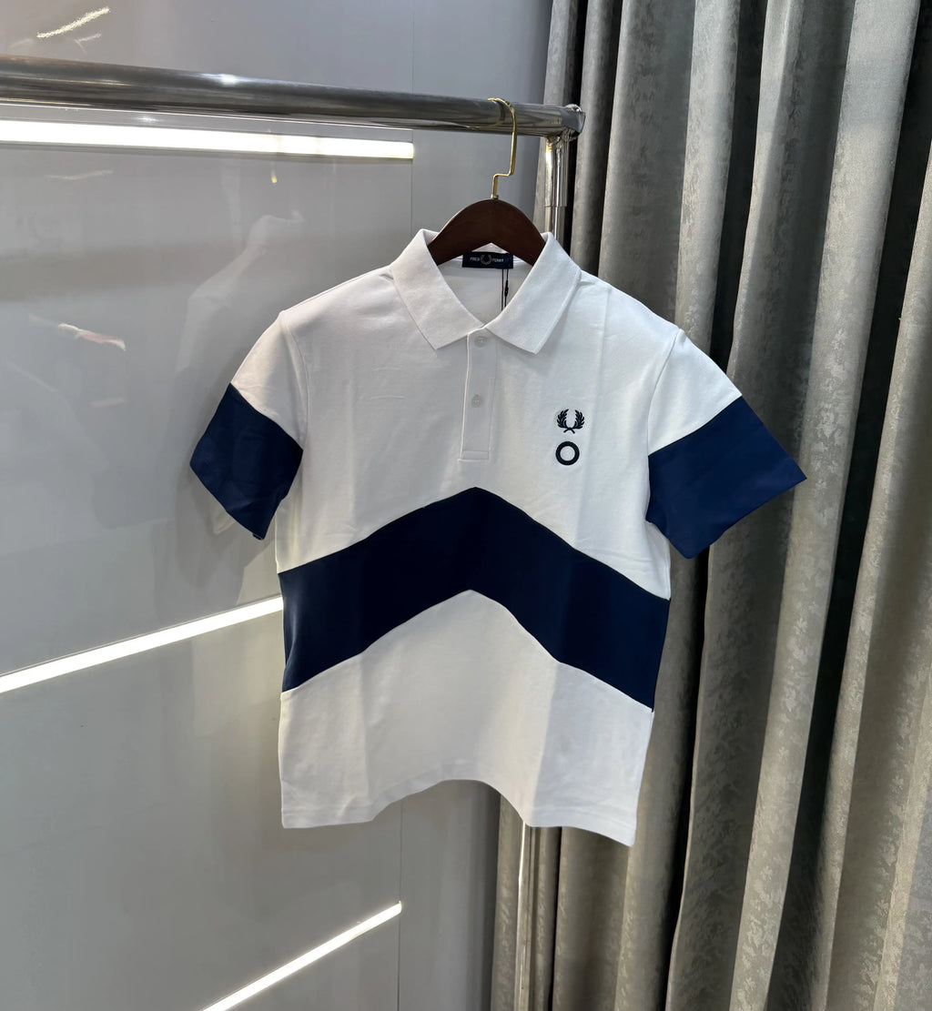 Fredperry White Embroidery Logo Premium Polo T-Shirt