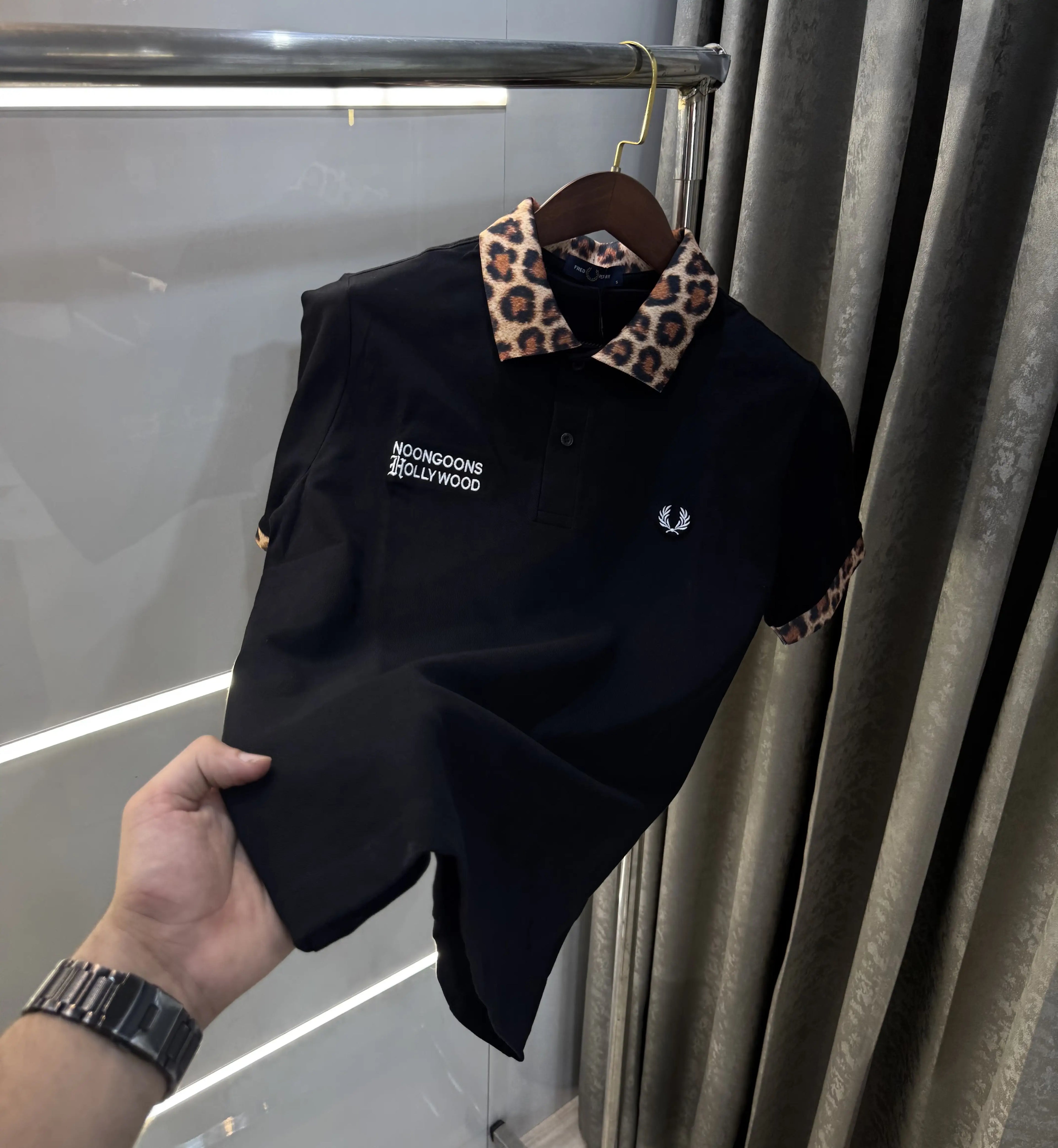 Fredperry Black Embroidery Logo Premium Polo T-Shirt