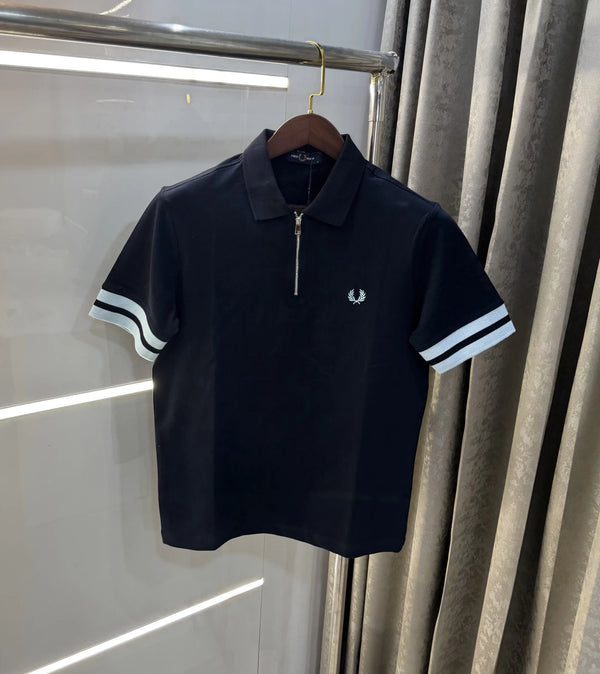 Fredperry Navy Blue Embroidery Logo Premium Polo T-Shirt