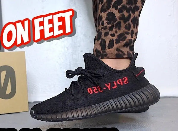 Adidas Yeezy 350 V2 Bred Black Red for Girls  Semi-UA 7A Quality D-2024