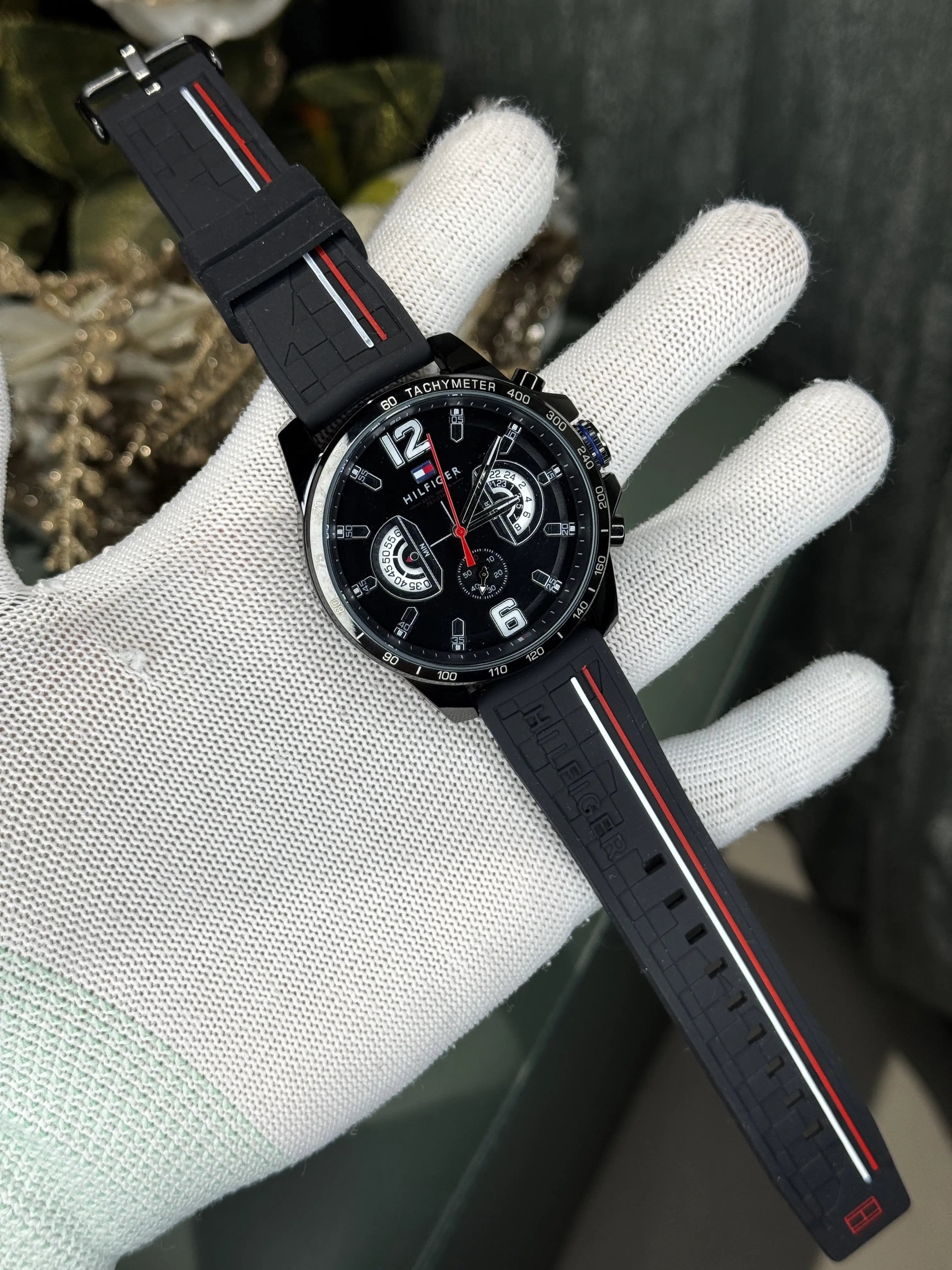 Tommy Hilfige r Decker Black Premiim Chrromograoh Watch Secondary image
