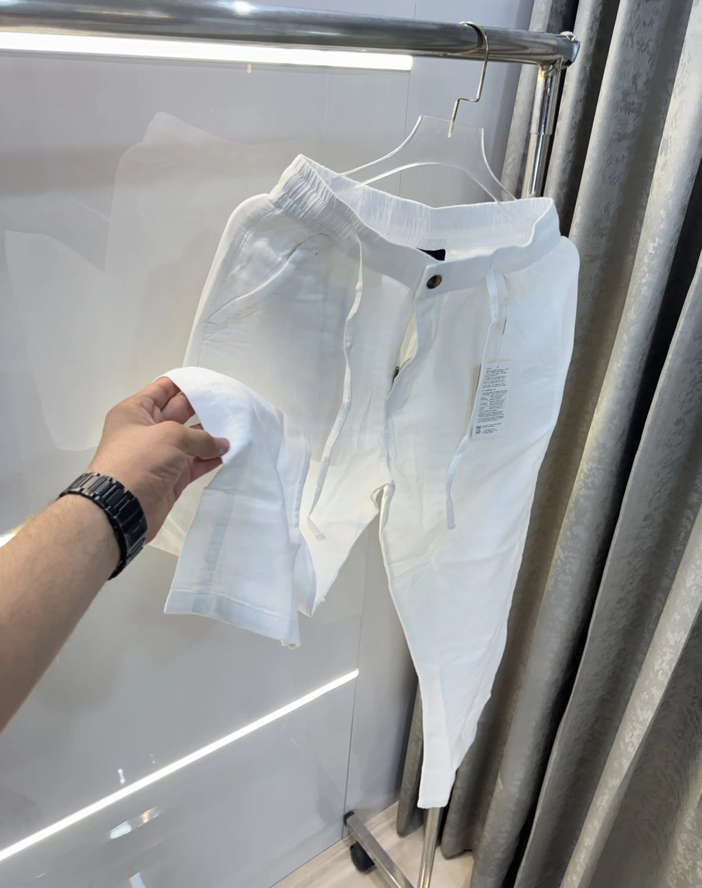 Calvin Klein White Premium Linen Trouser