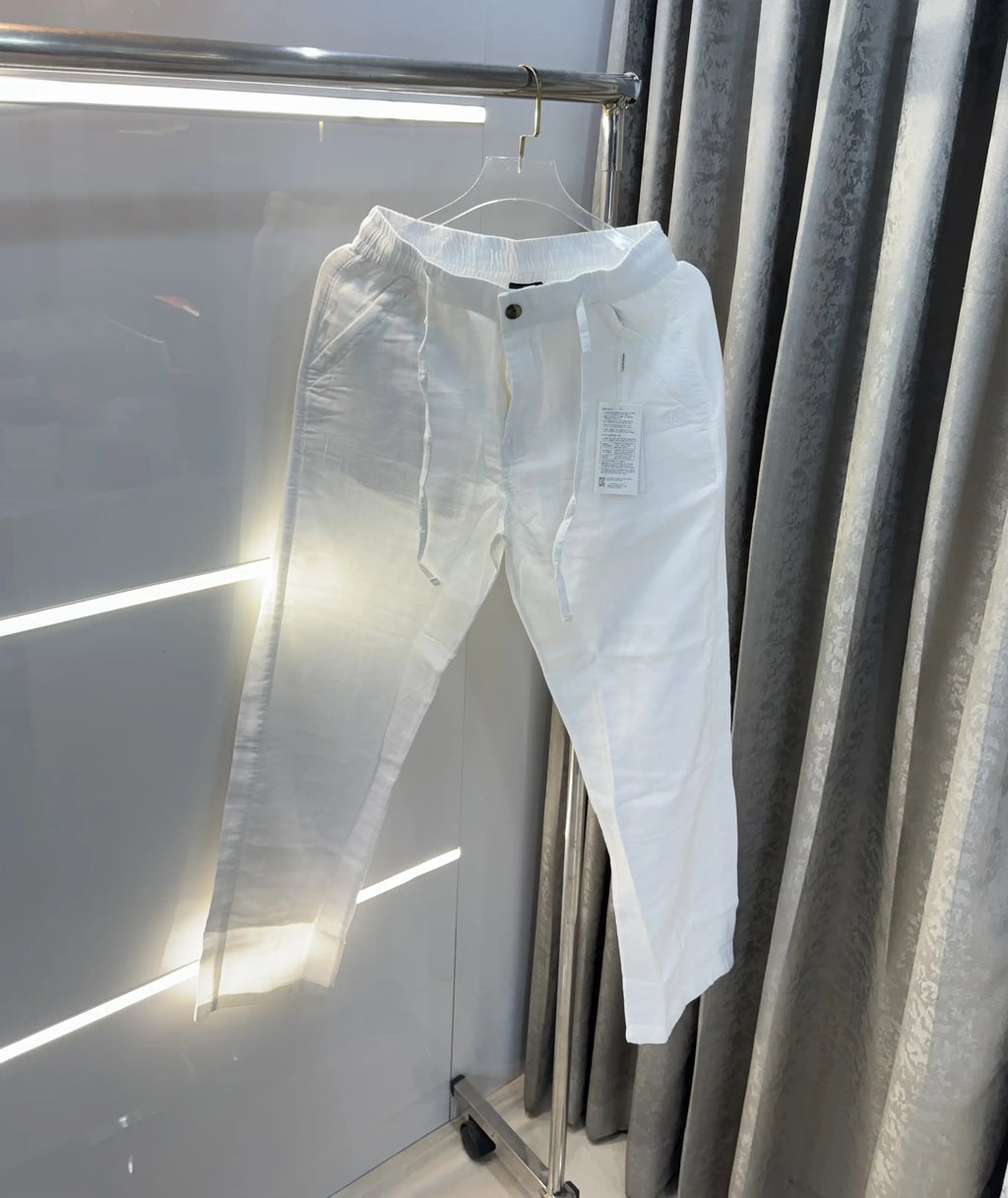 Calvin Klein White Premium Linen Trouser